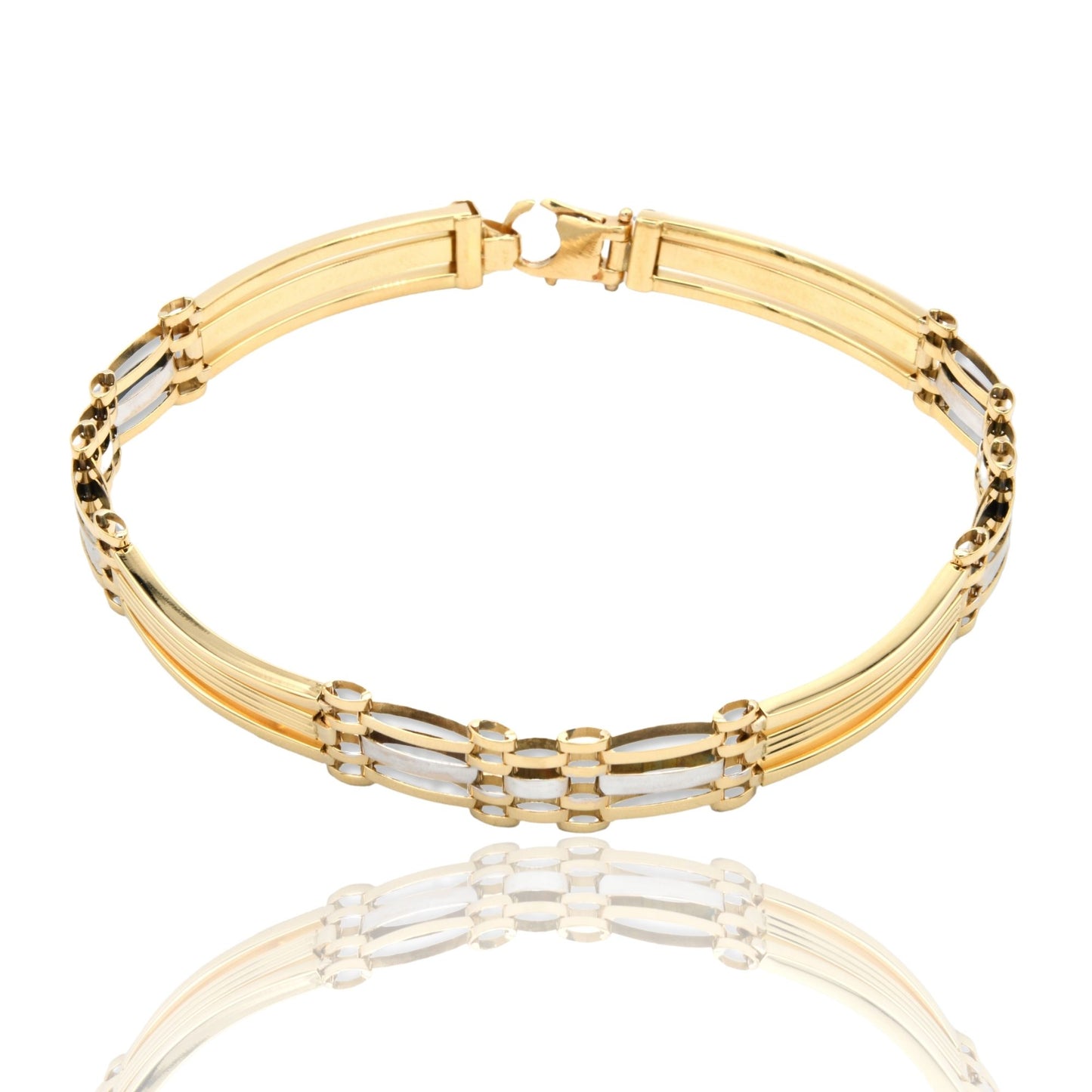 Bracciali Oro Giallo Oro Bianco Oro 18 carati Targhe Filo Centrale Solo Oro