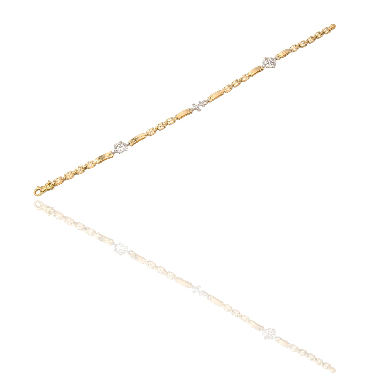 Bracciali Oro Giallo Oro Bianco Oro 18 carati Maglie alternate a ancora, timone e rosa dei venti Solo Oro spessore maglia 3,5mm lunghezza 20cm