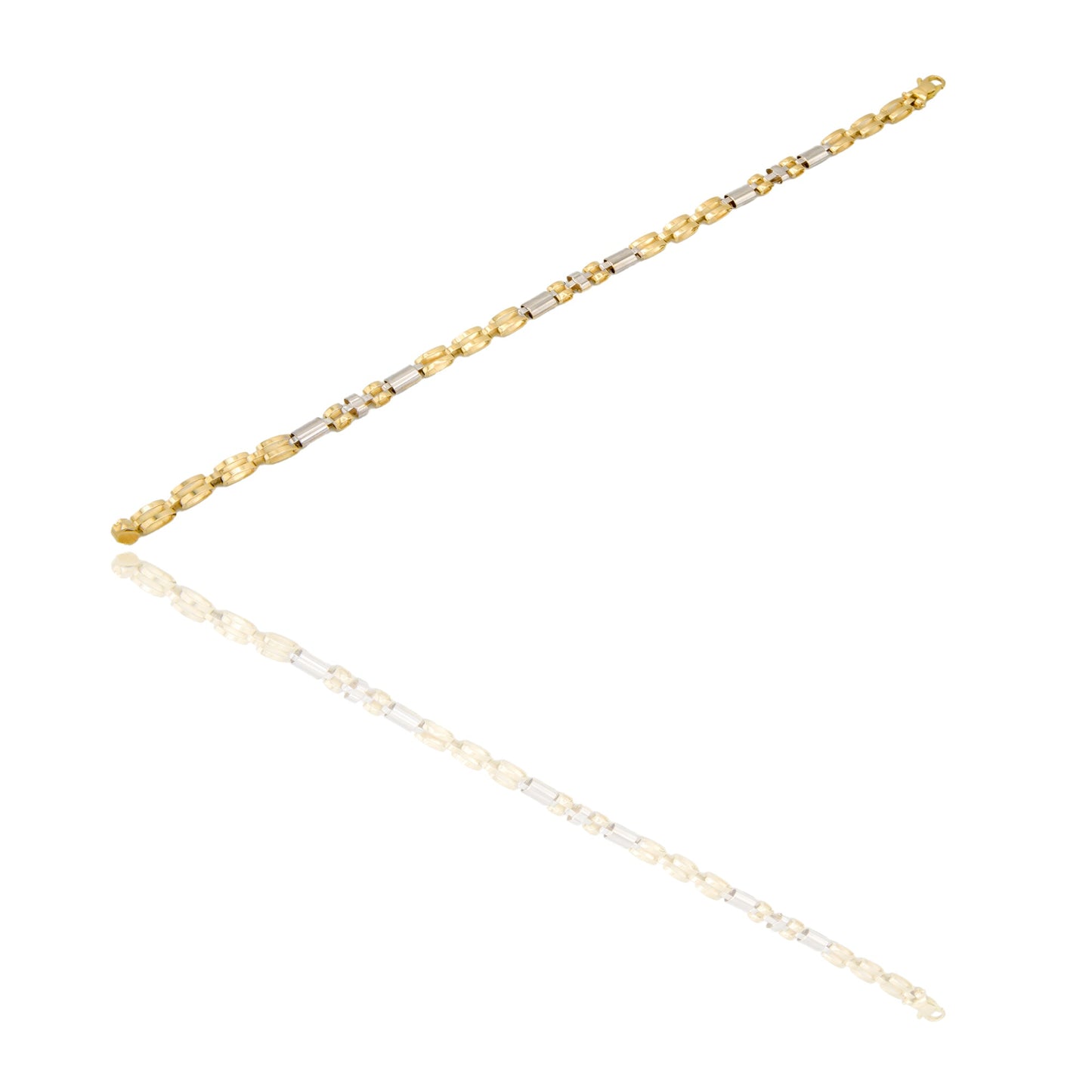 Bracciali Oro Giallo, Oro Bianco Maglia, scatolato Solo Oro cm. 20,5