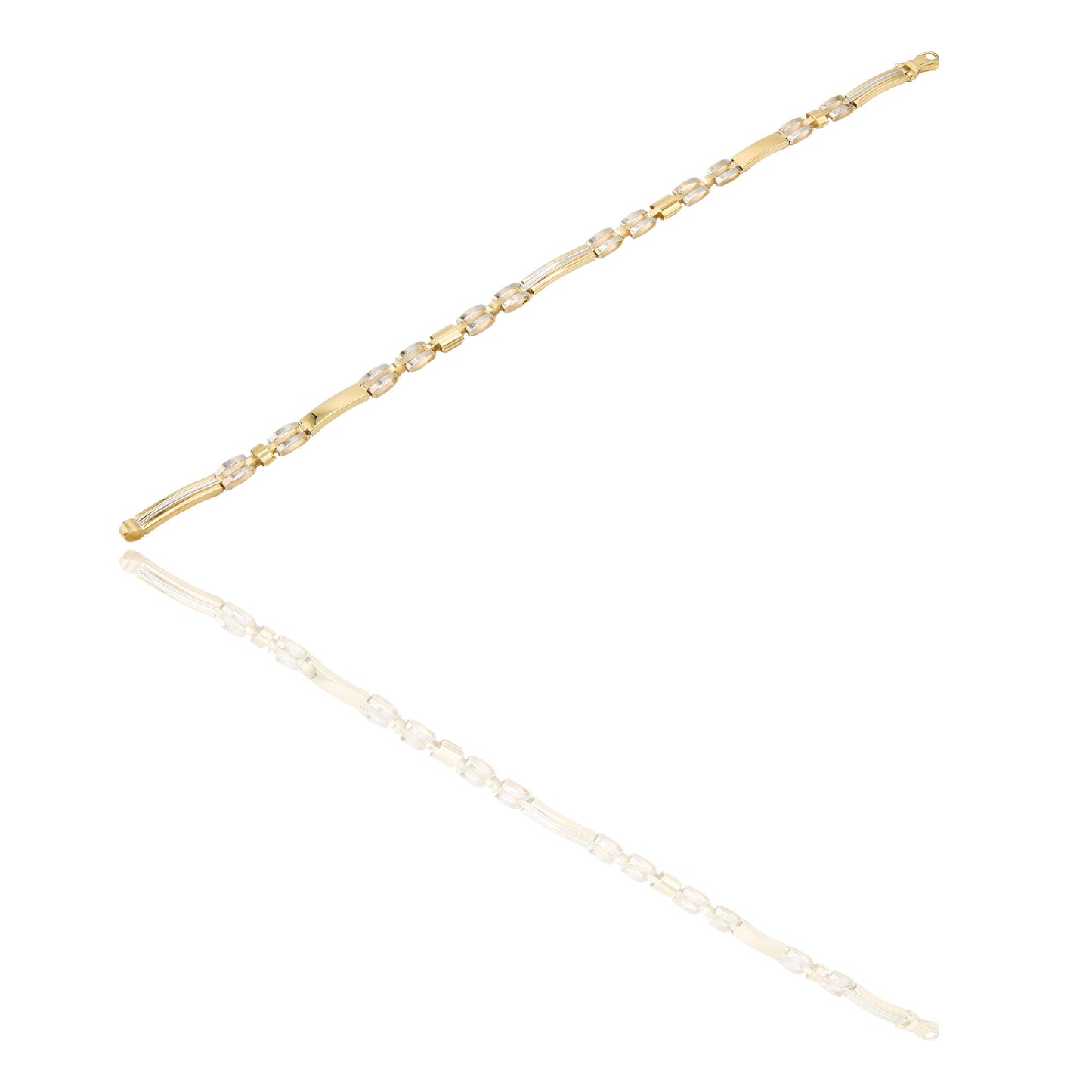 Bracciali Oro Giallo, Oro Bianco Maglia, scatolato Solo Oro cm. 20,5