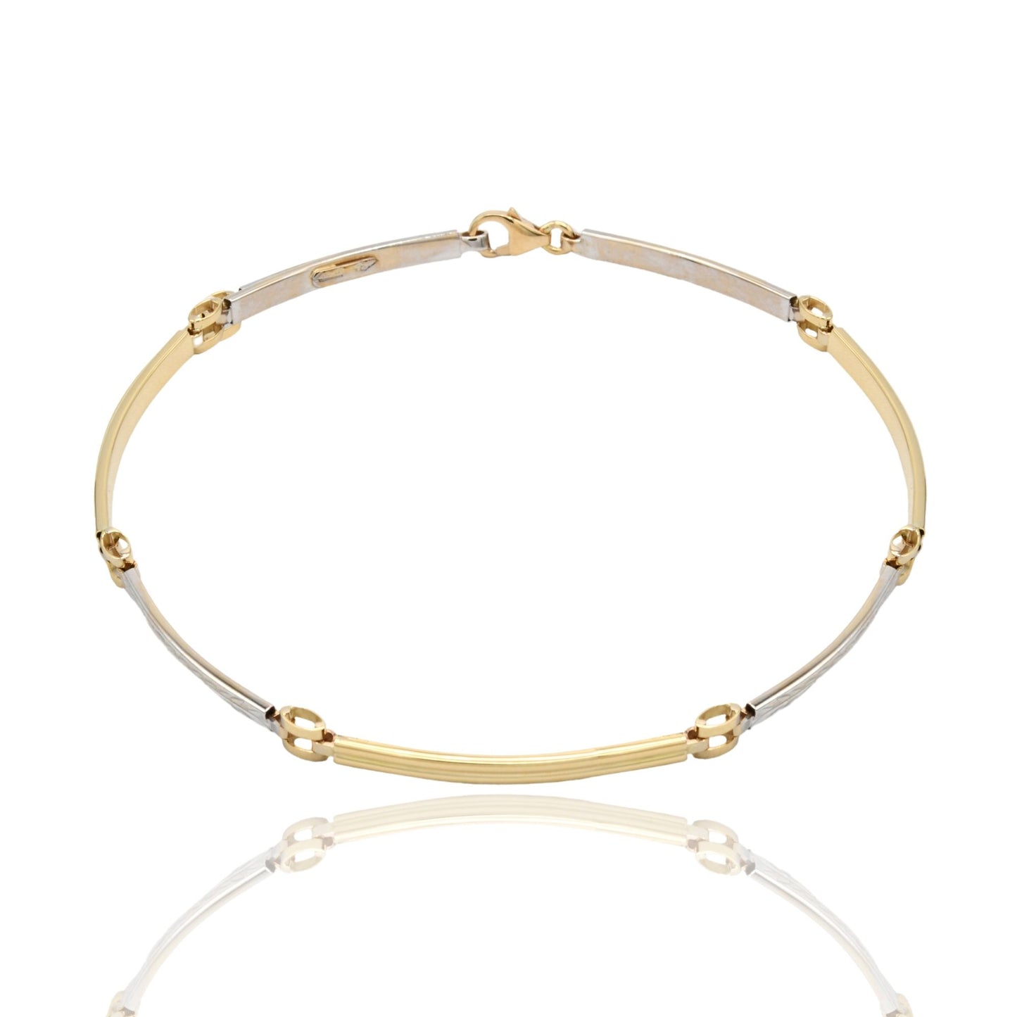 Bracciali Oro Giallo Oro Bianco Oro 18 carati Targhe Sottili Solo Oro cm. 19,5