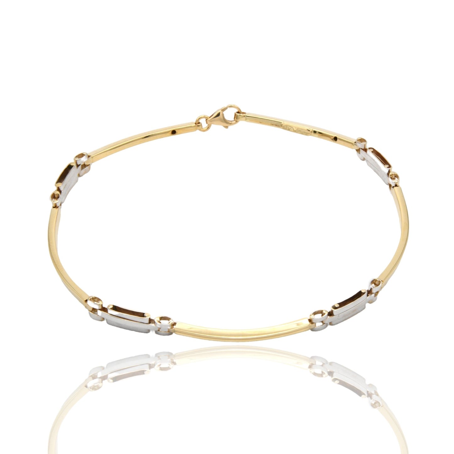 Bracciali Oro Giallo Oro Bianco Oro 18 carati Targhe Sottili Solo Oro cm. 19,5