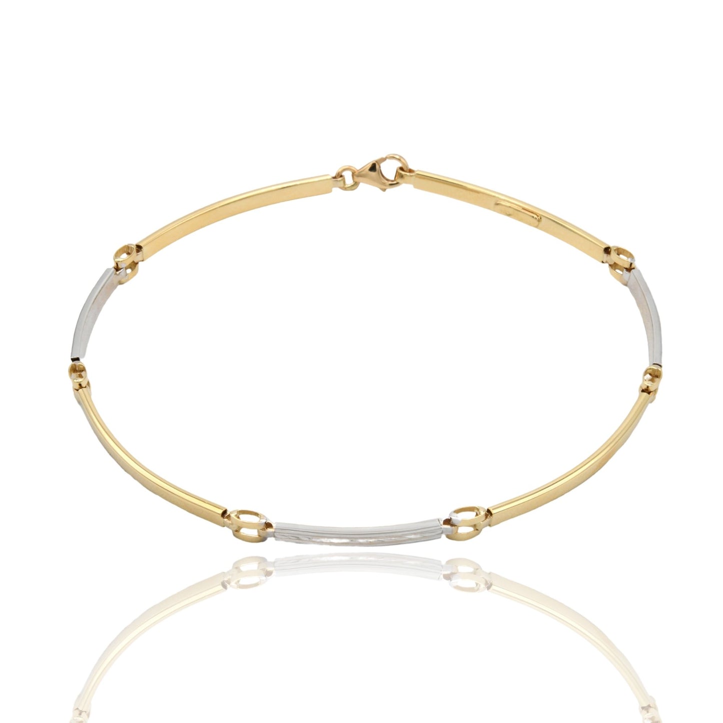 Bracciali Oro Giallo Oro Bianco Oro 18 carati Targhe Sottili Solo Oro cm. 19,5