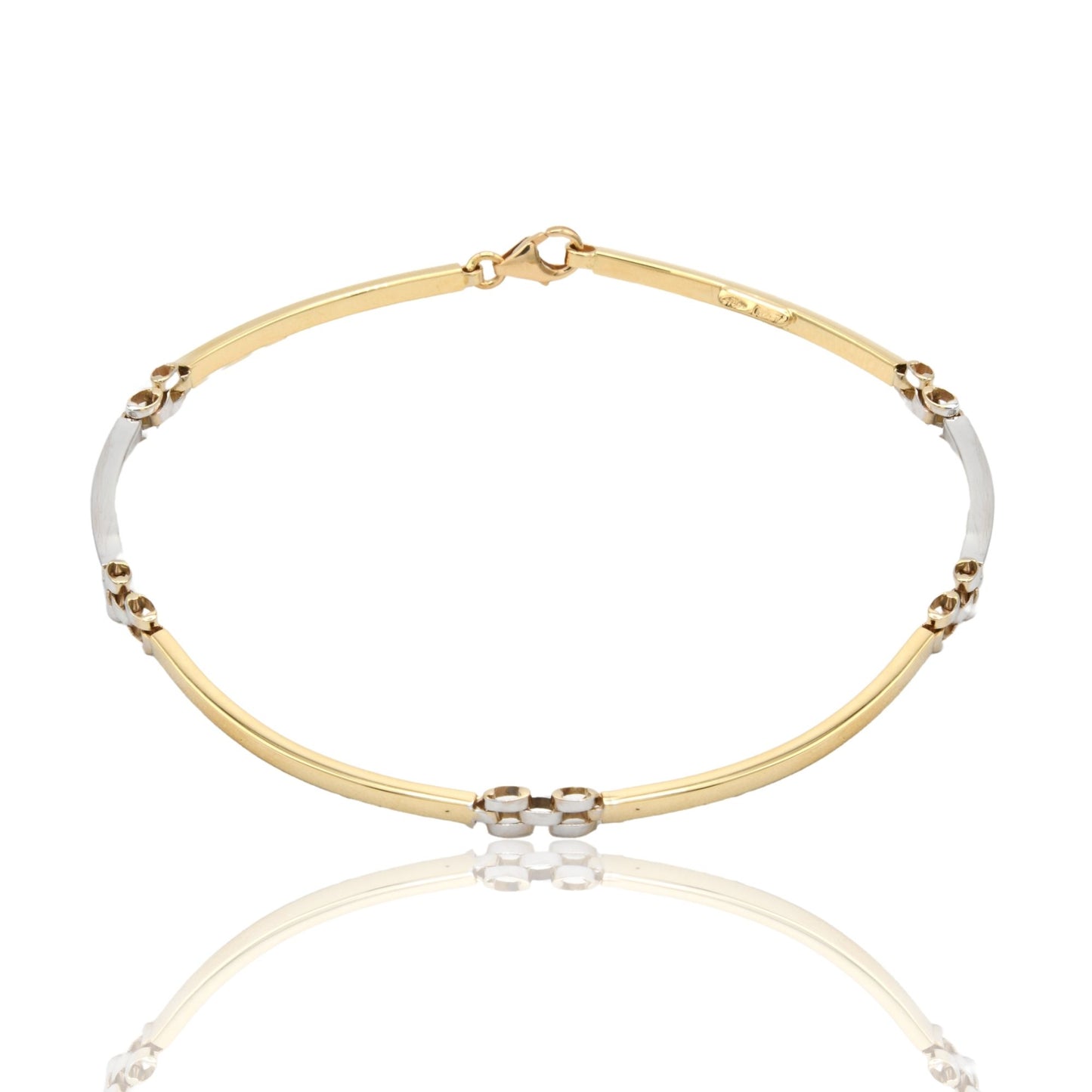 Bracciali Oro Giallo Oro Bianco Oro 18 carati Targhe Sottili Solo Oro cm. 20,5