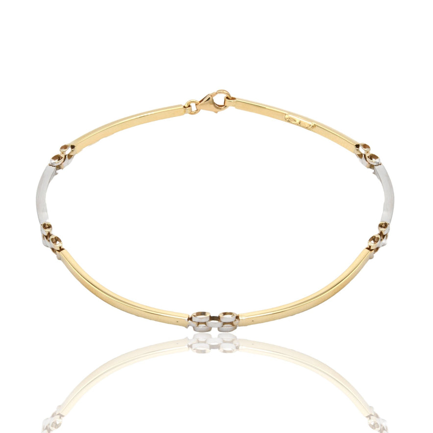Bracciali Oro Giallo Oro Bianco Oro 18 carati Targhe Sottili Solo Oro cm. 20,5