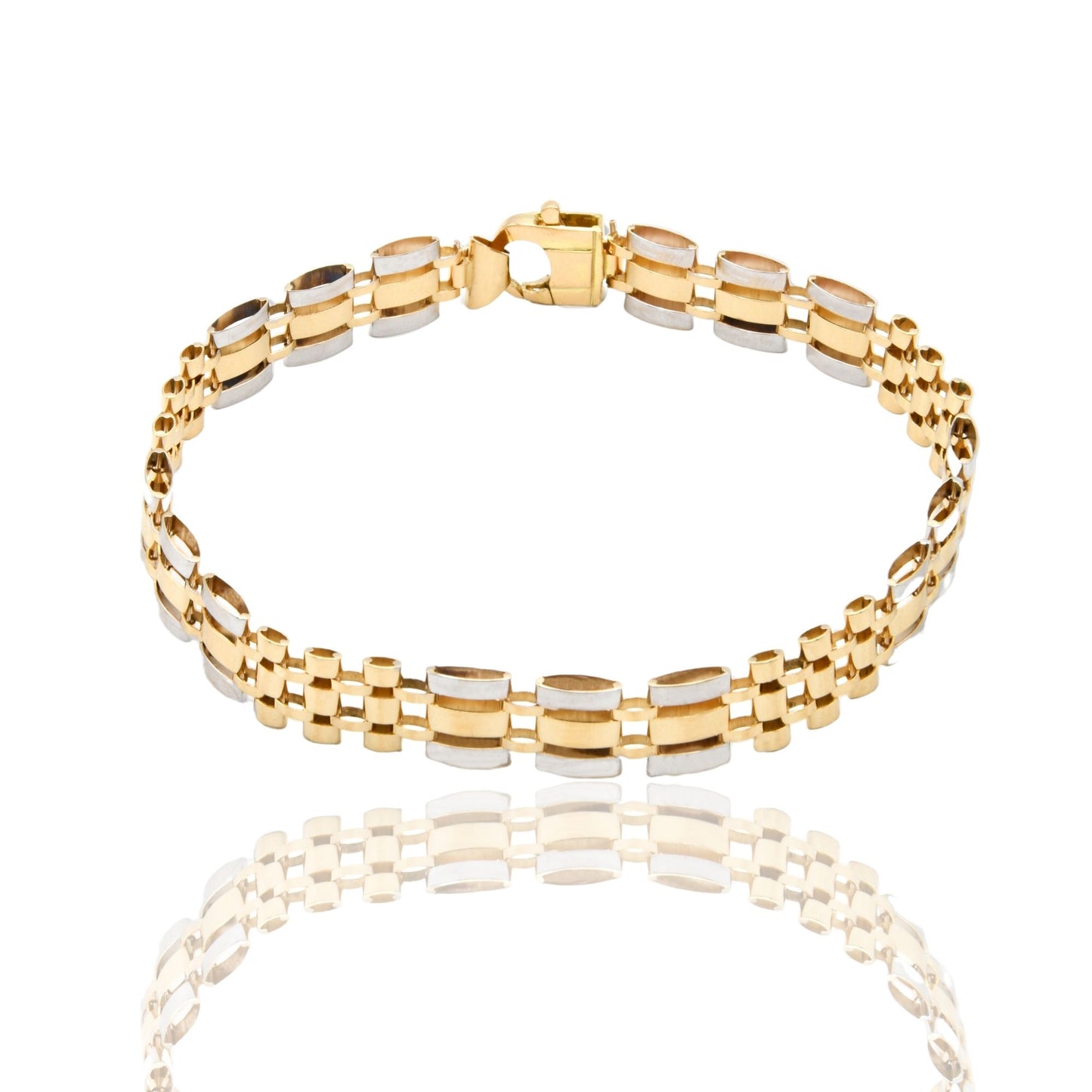 Bracciali Oro Giallo Oro Bianco Oro 18 carati Maglia cinturino Solo Oro cm. 22