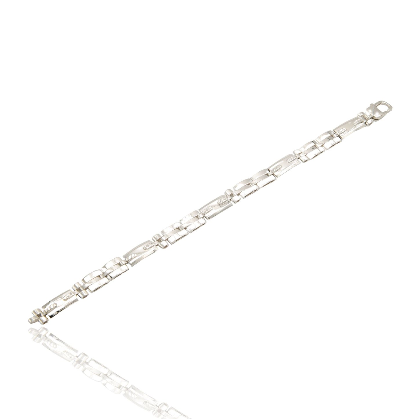 Bracciale Oro Bianco Oro 18 carati Targhe E Maglie Solo Oro cm. 20,5