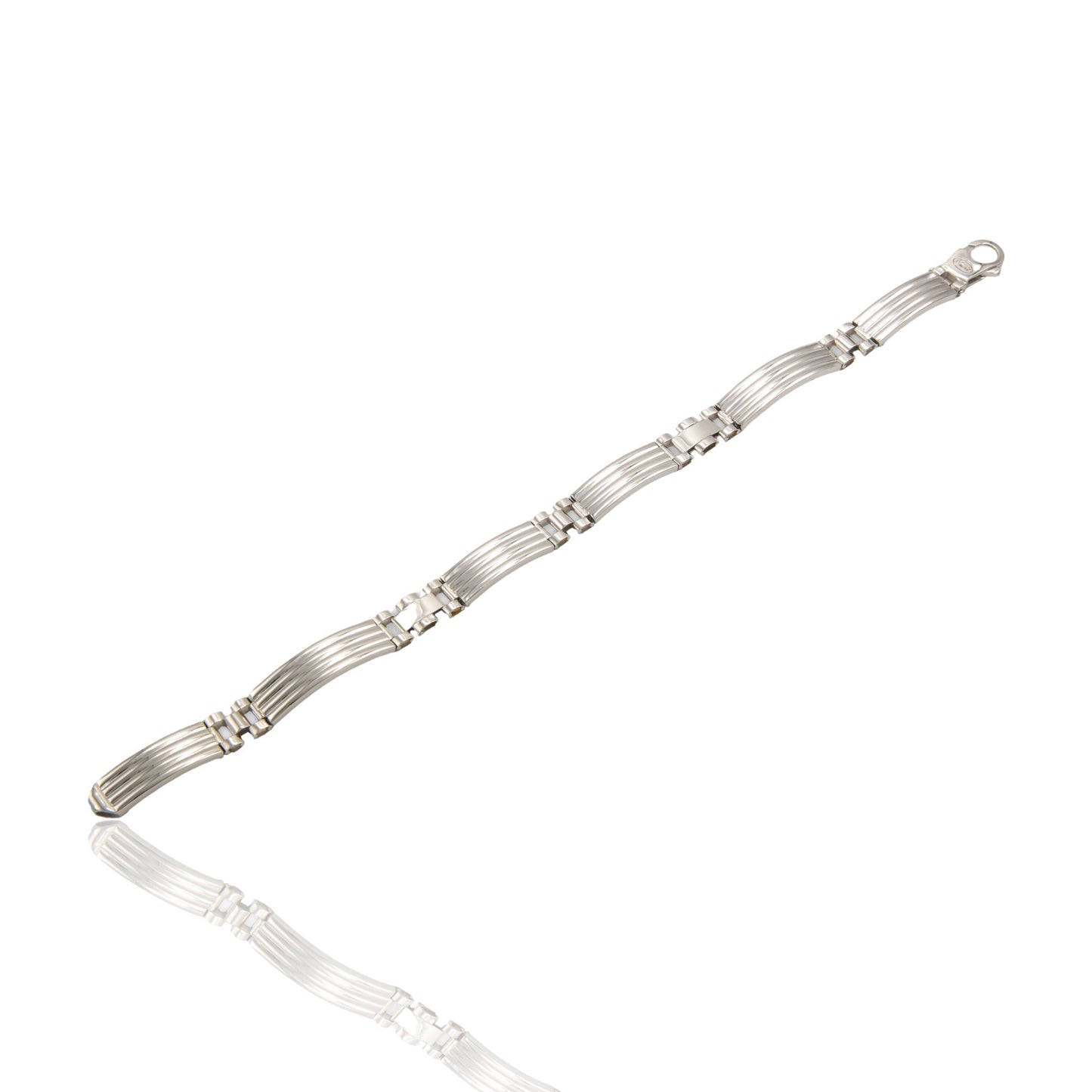 Bracciale Oro Bianco Oro 18 carati Targhe E Maglie Solo Oro cm. 21,5