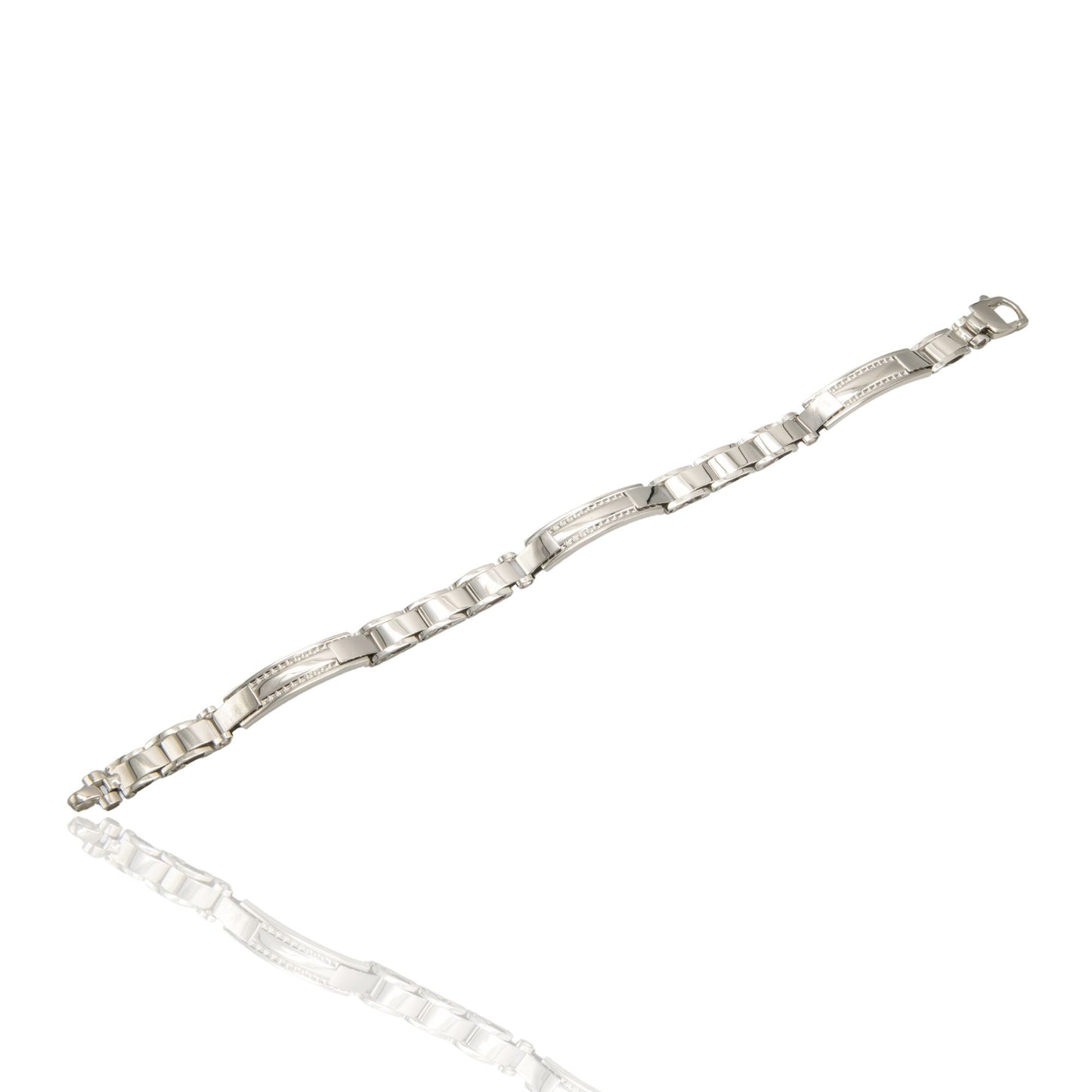 Bracciale Oro Bianco Oro 18 carati Targhe E Maglie Solo Oro cm. 21,5