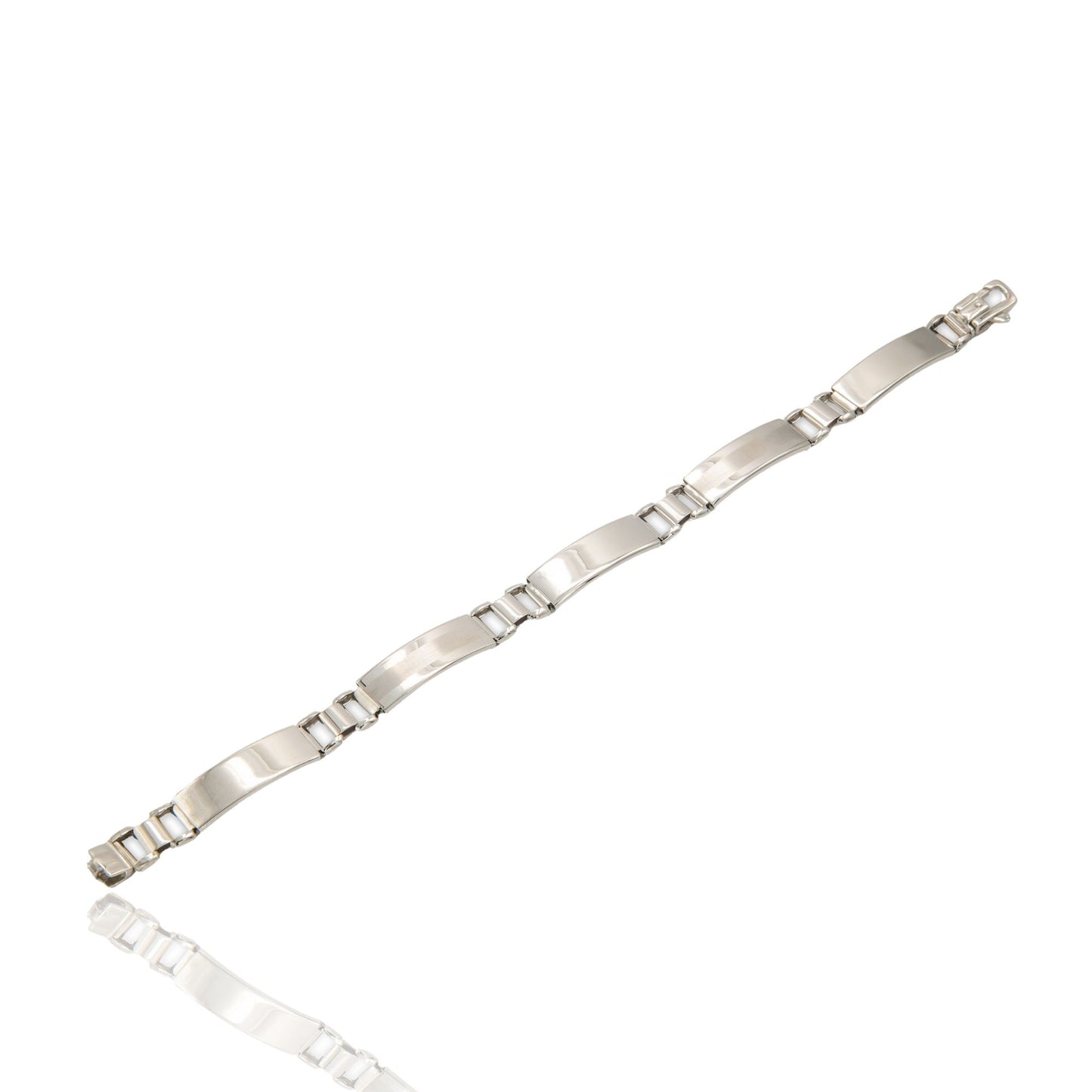 Bracciale Oro Bianco Oro 18 carati Targhe Alternate Solo Oro cm. 21,5