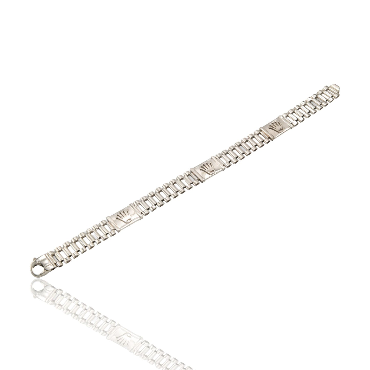 Bracciale Oro Bianco Oro 18 carati Targhe E Maglie Solo Oro cm. 22