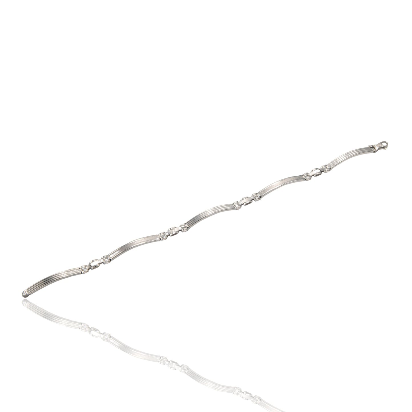 Bracciale Oro Bianco Oro 18 carati Targhe E Maglie Solo Oro cm. 20,5