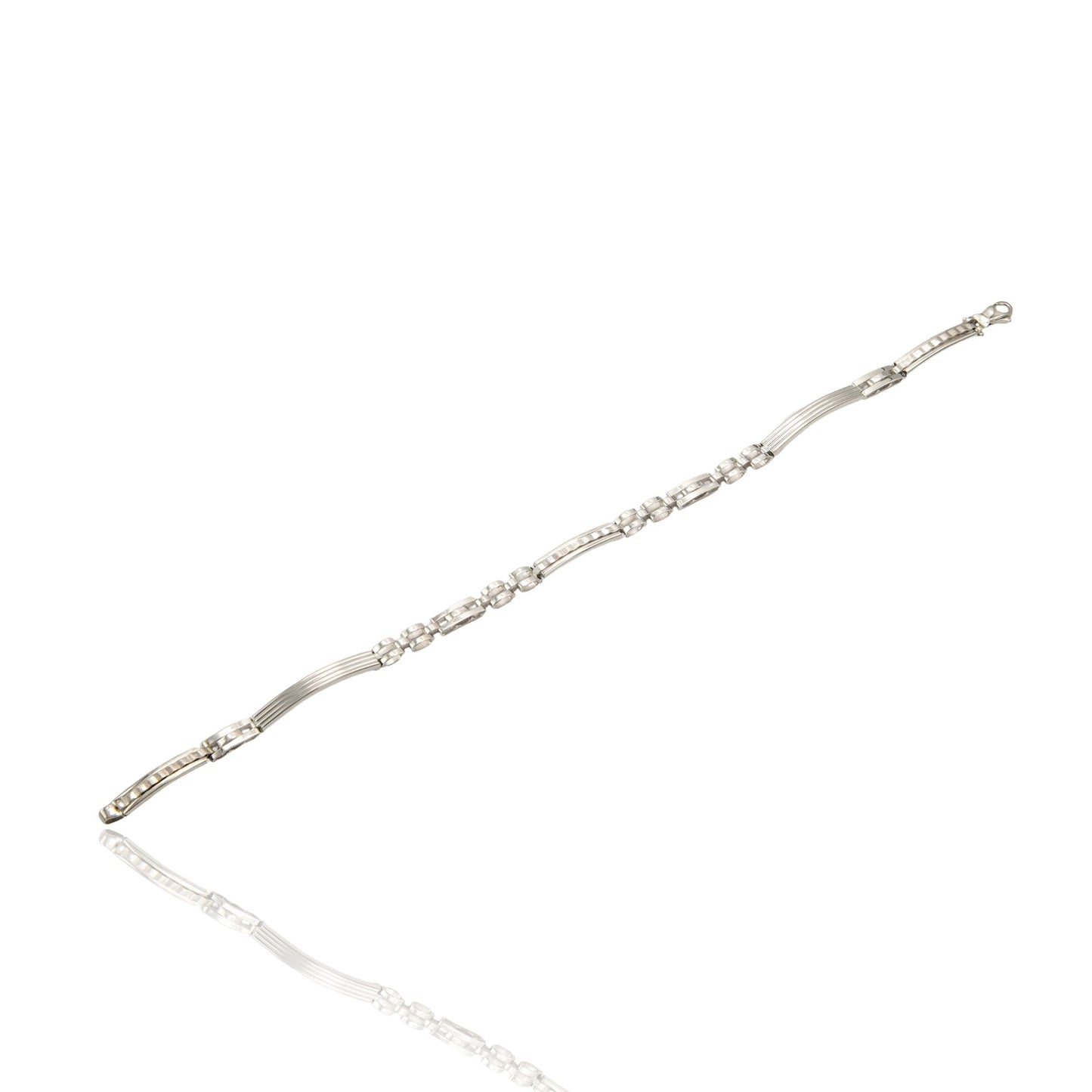 Bracciale Oro Bianco Oro 18 carati Targhe E Maglie Solo Oro cm. 20,5