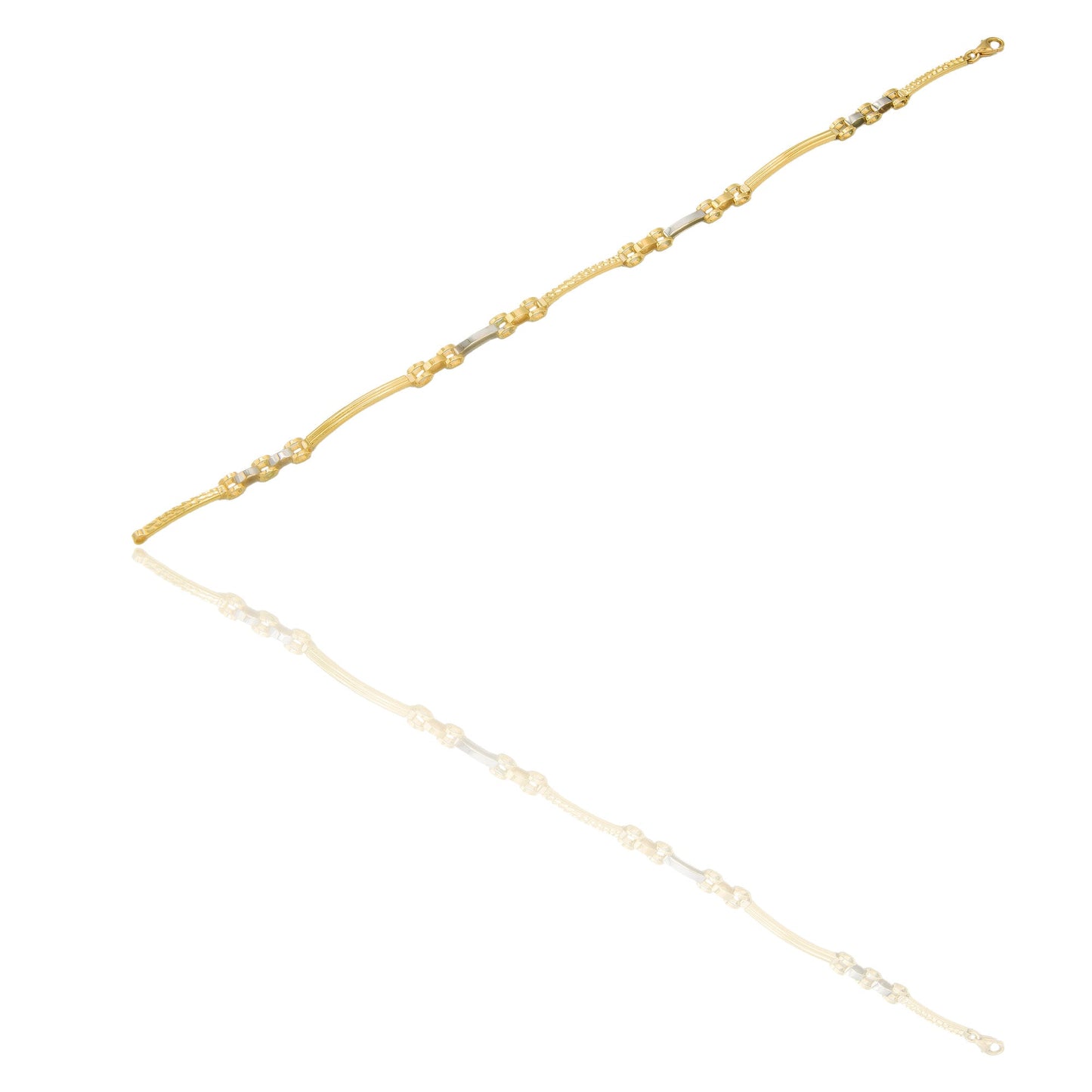 Bracciali Oro Giallo Oro Bianco Oro 18 carati maglie morbide e targhe alternate Solo oro 20cm x 0,4cm