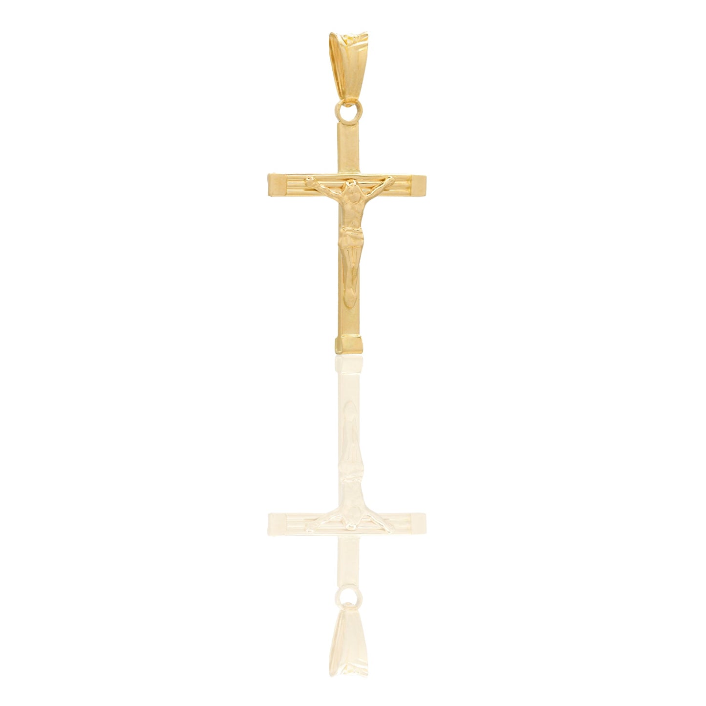 Ciondoli Oro Giallo Oro 18 carati Croce con Cristo rigata Solo oro 3,3 cm x 1,8cm