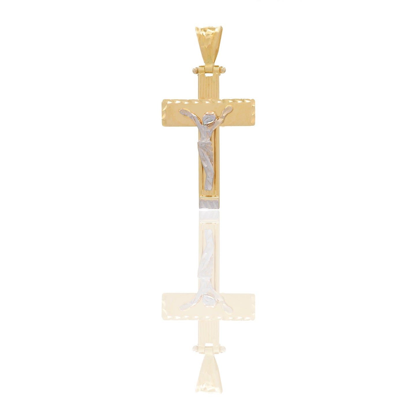 Ciondoli Oro Giallo Oro Bianco Oro 18 carati Croce con Cristo stilizzato diamantato Solo oro 3,2 cm x 1,7cm