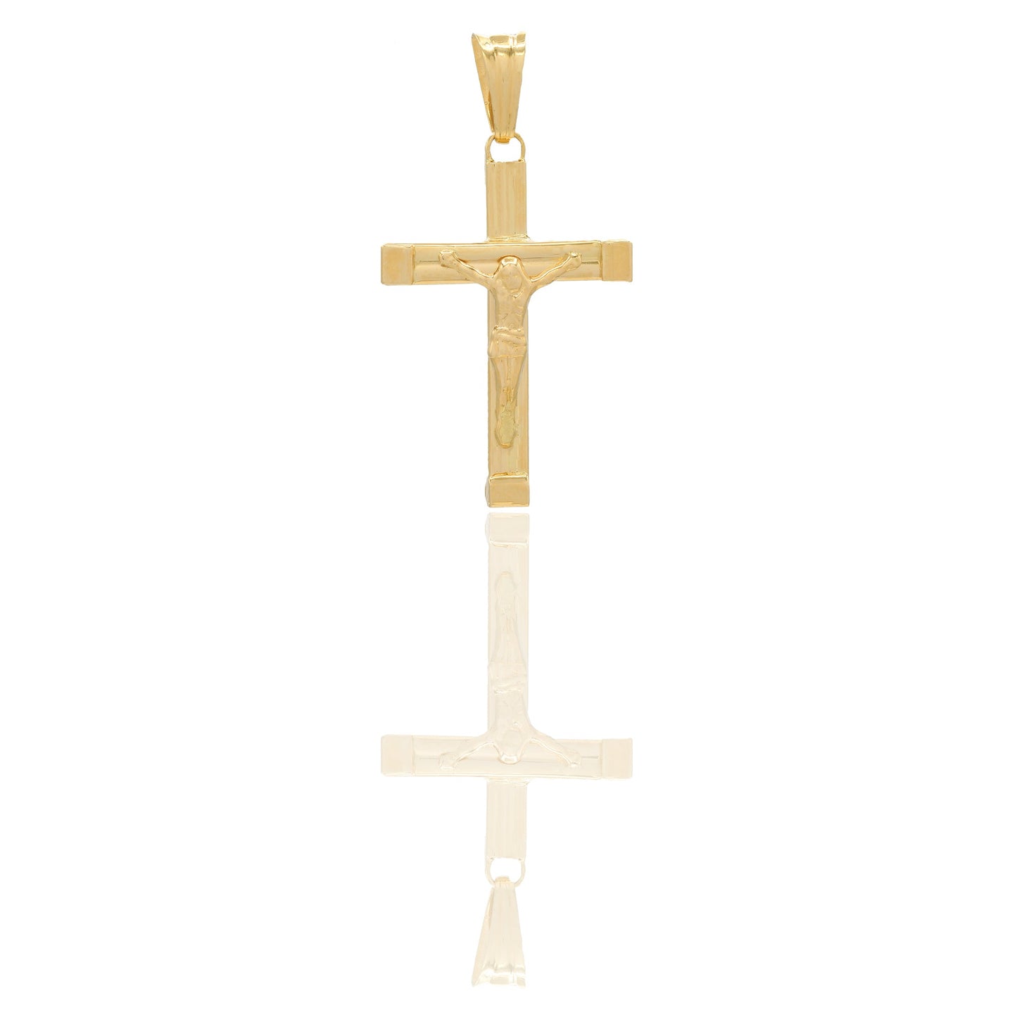 Ciondoli Oro Giallo Oro 18 carati Croce con Cristo rigata Solo oro 3,3 cm X 1,8cm