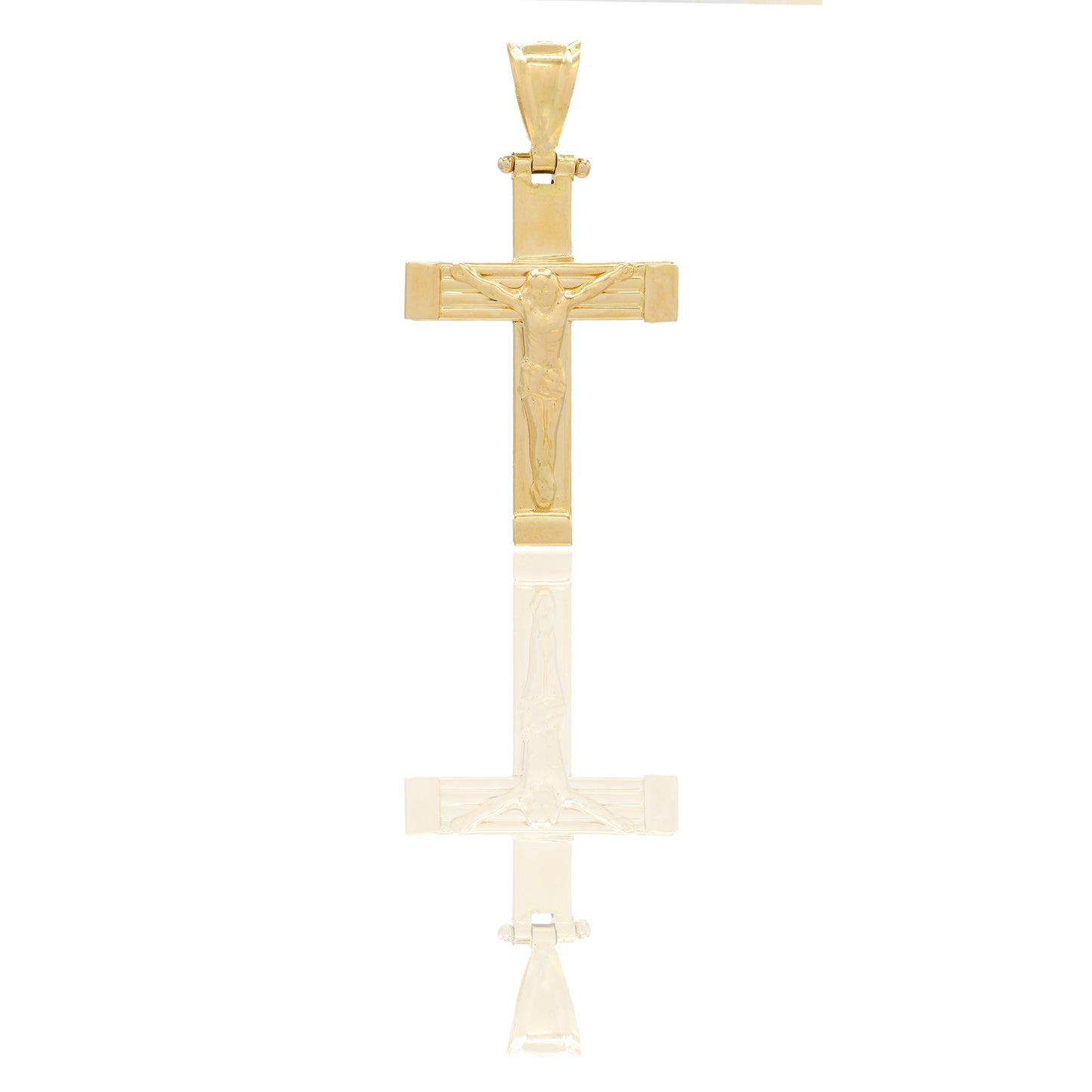 Ciondoli Oro Giallo Oro 18 carati Croce con Cristo rigata Solo oro 3,3 cm X 1,8cm