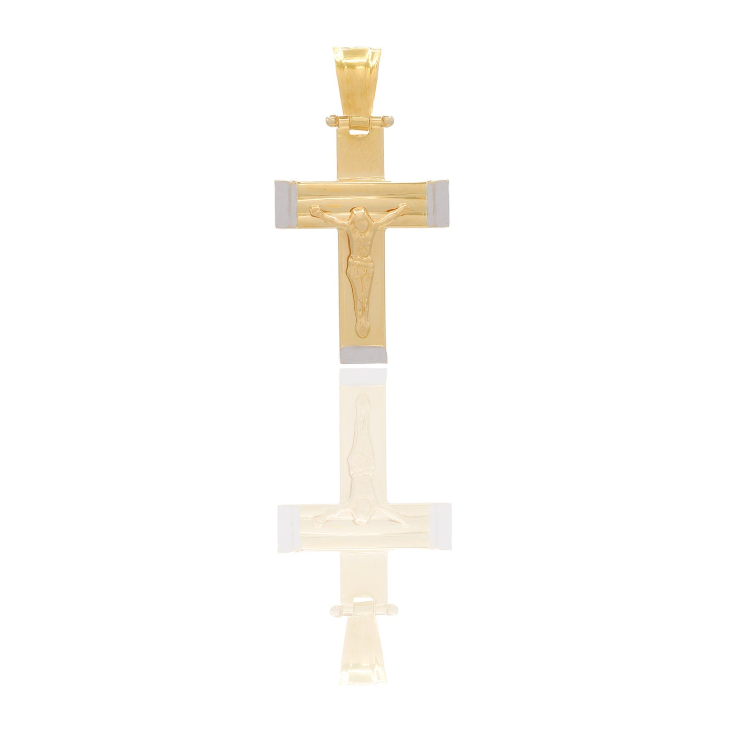 Ciondoli Oro Giallo Oro Bianco Oro 18 carati Croce con Cristo rigata Solo oro 3,3 cm X 1,8cm