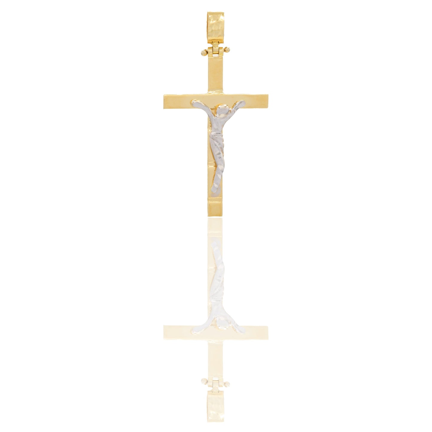 Ciondoli Oro Giallo Oro Bianco Oro 18 carati Croce con Cristo stilizzato diamanatato Solo oro 4cm x 2cm