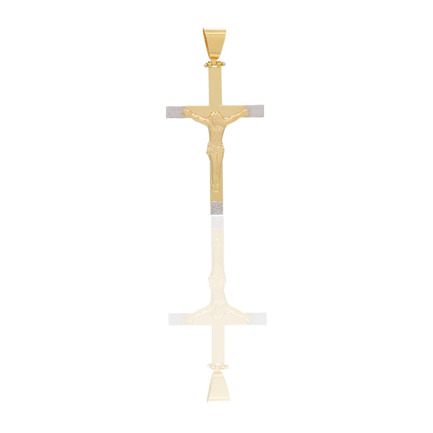 Ciondoli Oro Giallo Oro Bianco Oro 18 carati Croce con Cristo diamantata Solo oro 5,5 cm x 3cm