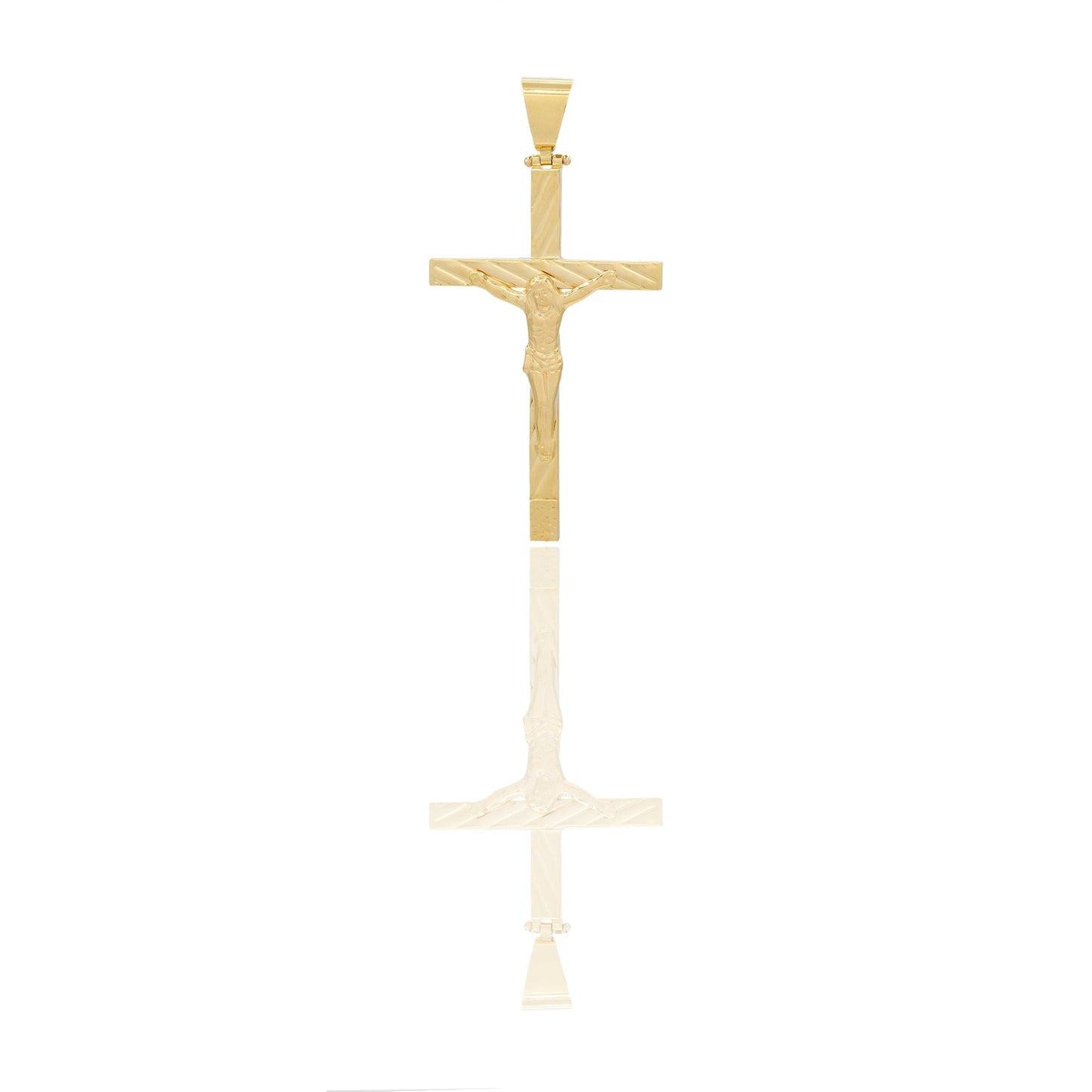 Ciondoli Oro Giallo Oro 18 carati Croce con Cristo Rigata e Diamantata Solo oro 6,2cm x 3,1cm