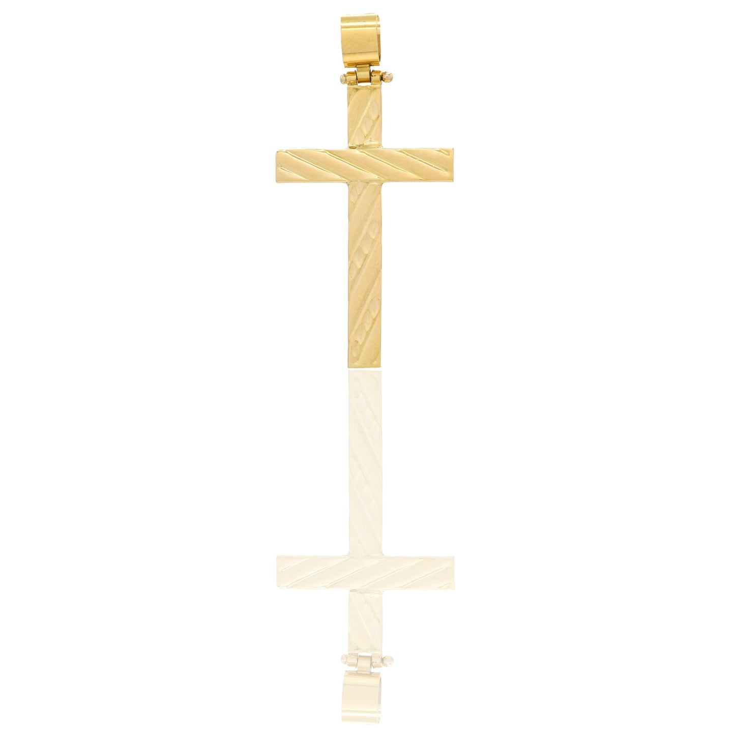 Ciondoli Oro Giallo Oro 18 carati Croce con Cristo rigata Solo oro 4,2cm x 2,1cm