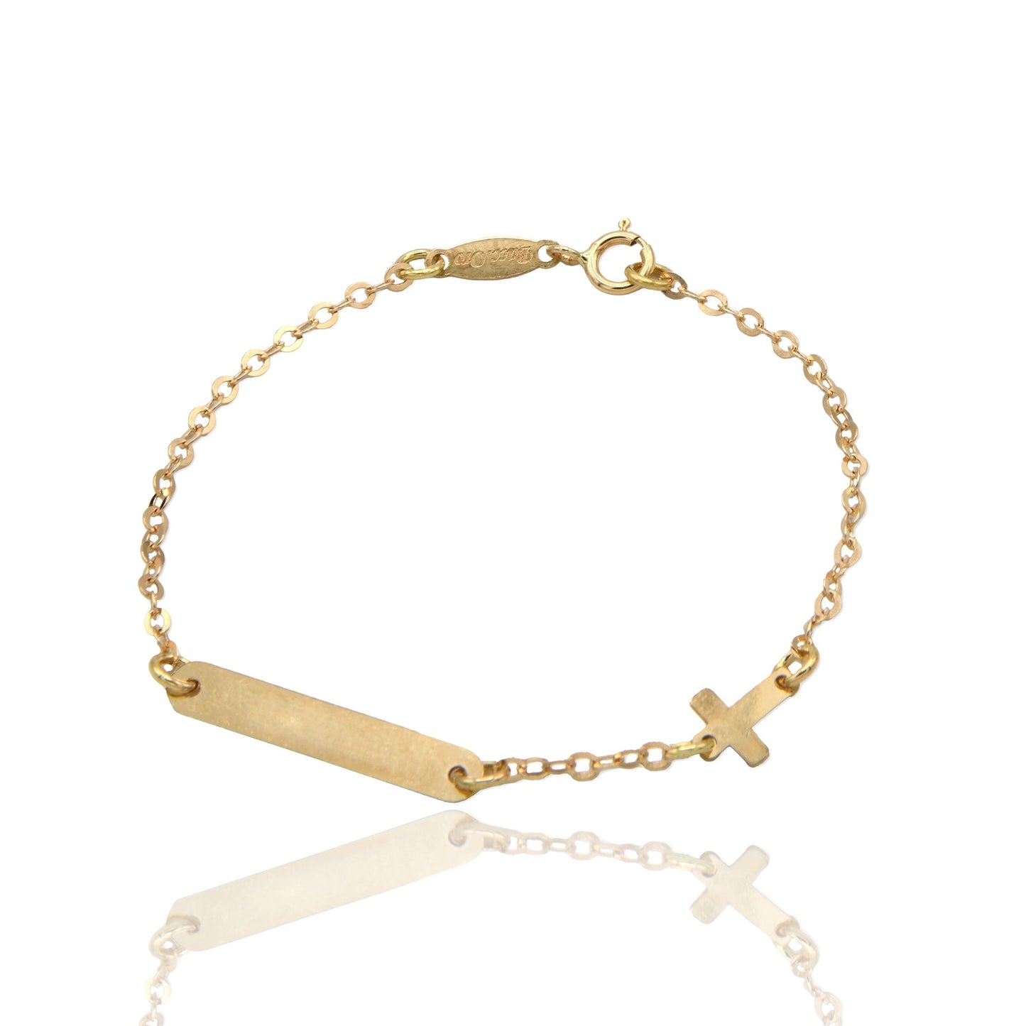 Bracciale Oro Giallo Oro 18 carati Baby Targa Croce Solo Oro