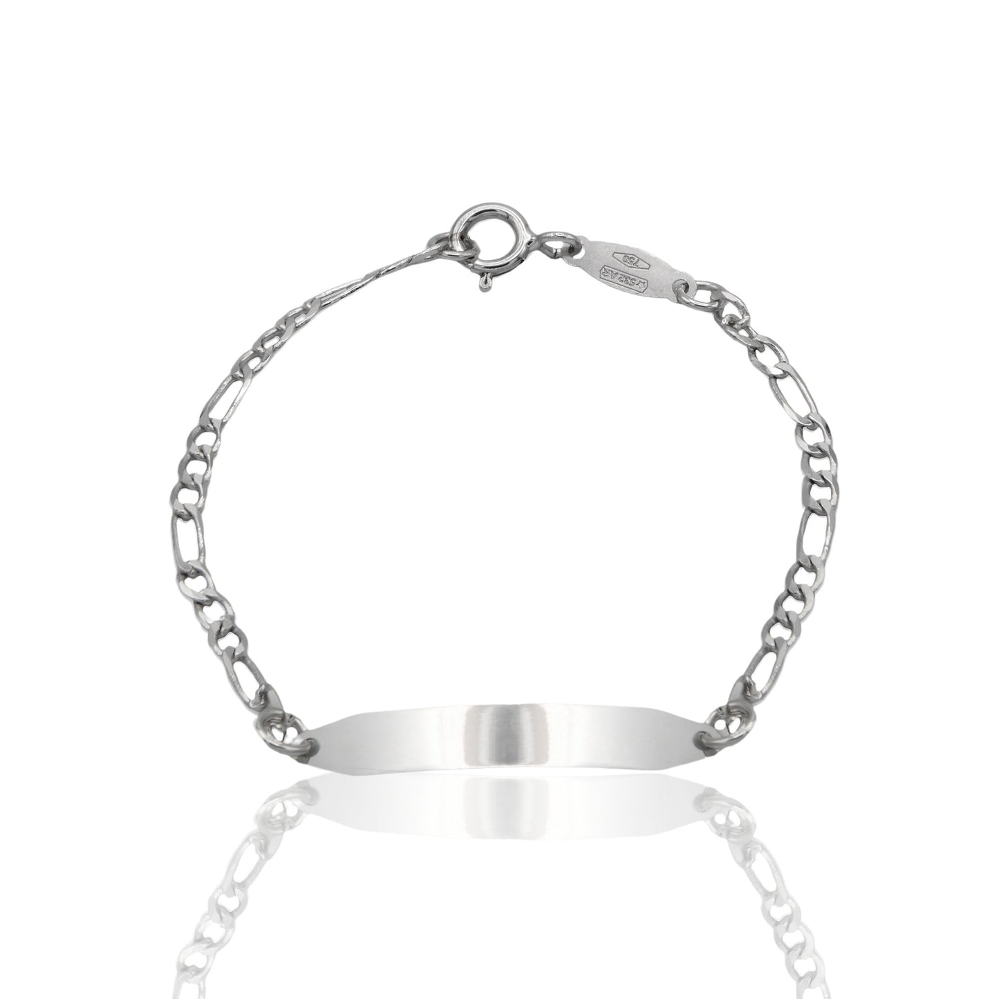 Bracciale Oro Bianco Oro 18 carati Baby Targa Groumette Solo Oro cm. 13,5