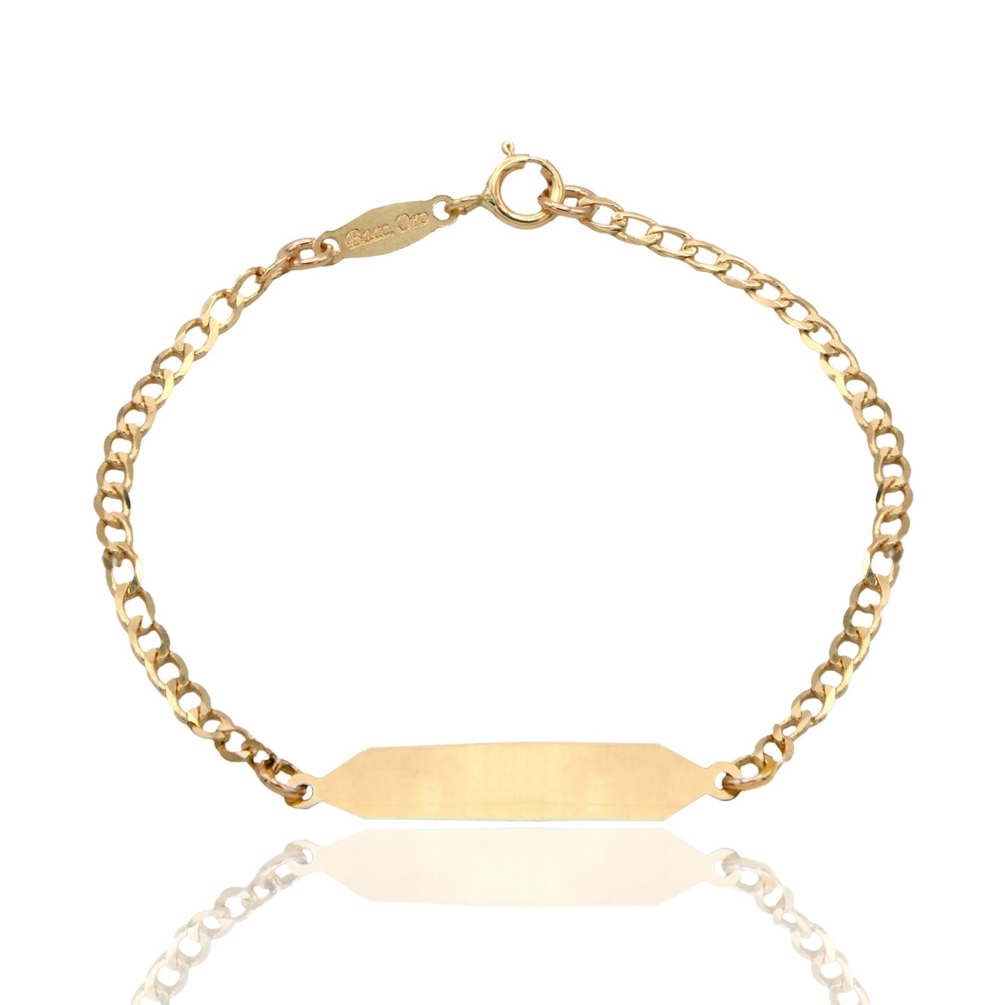 Bracciale Oro Giallo Oro 18 carati Baby Targa Squadrata Groumette Solo Oro cm. 13,5
