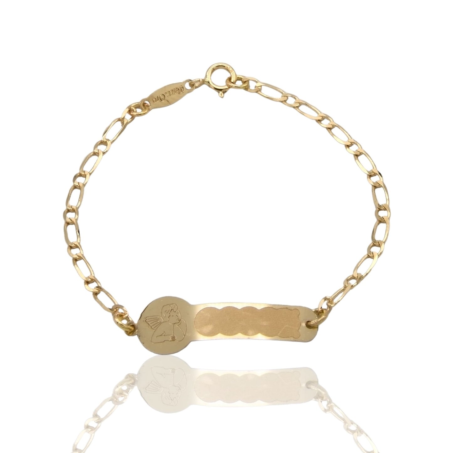 Bracciale Oro Giallo Oro 18 carati Baby Targa Angelo Solo Oro cm. 13