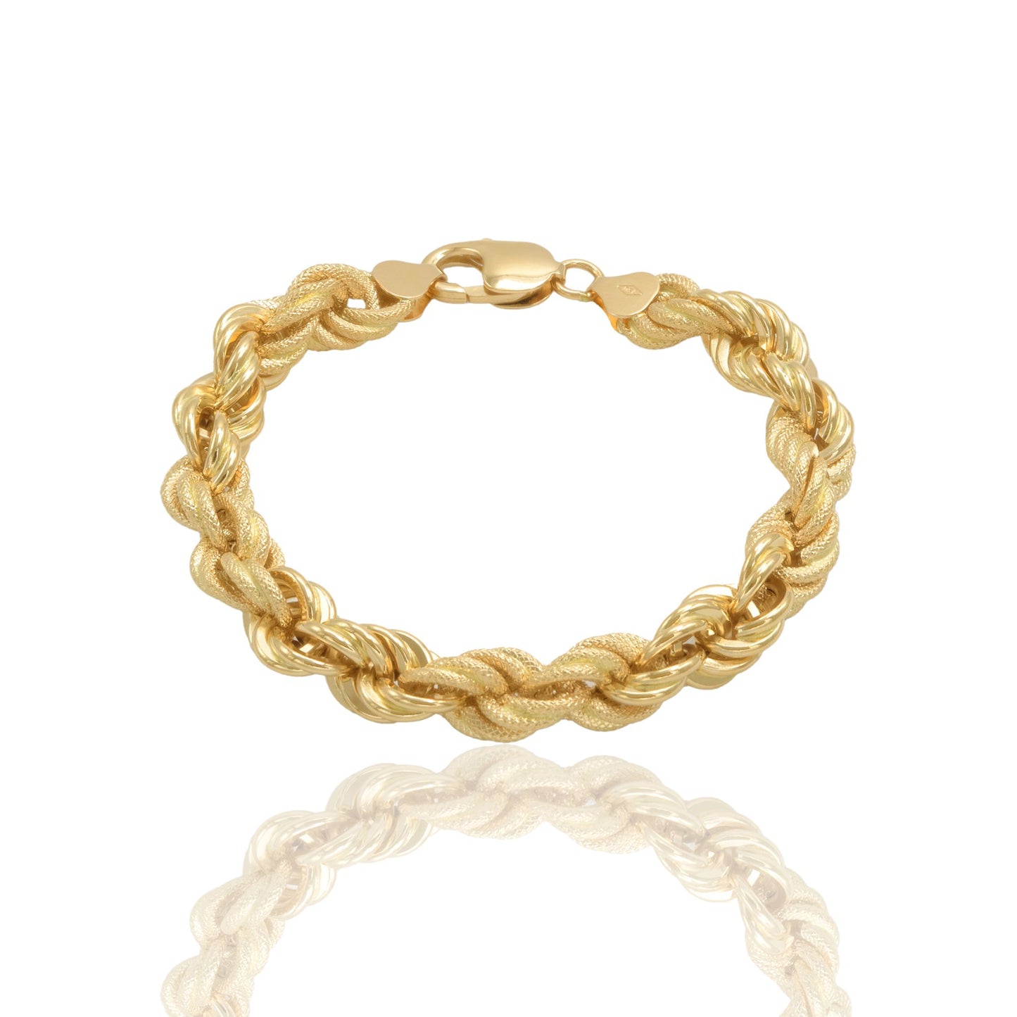 Bracciale Oro Giallo Oro 18 carati Corda Godronata Solo Oro spess. 10 mm