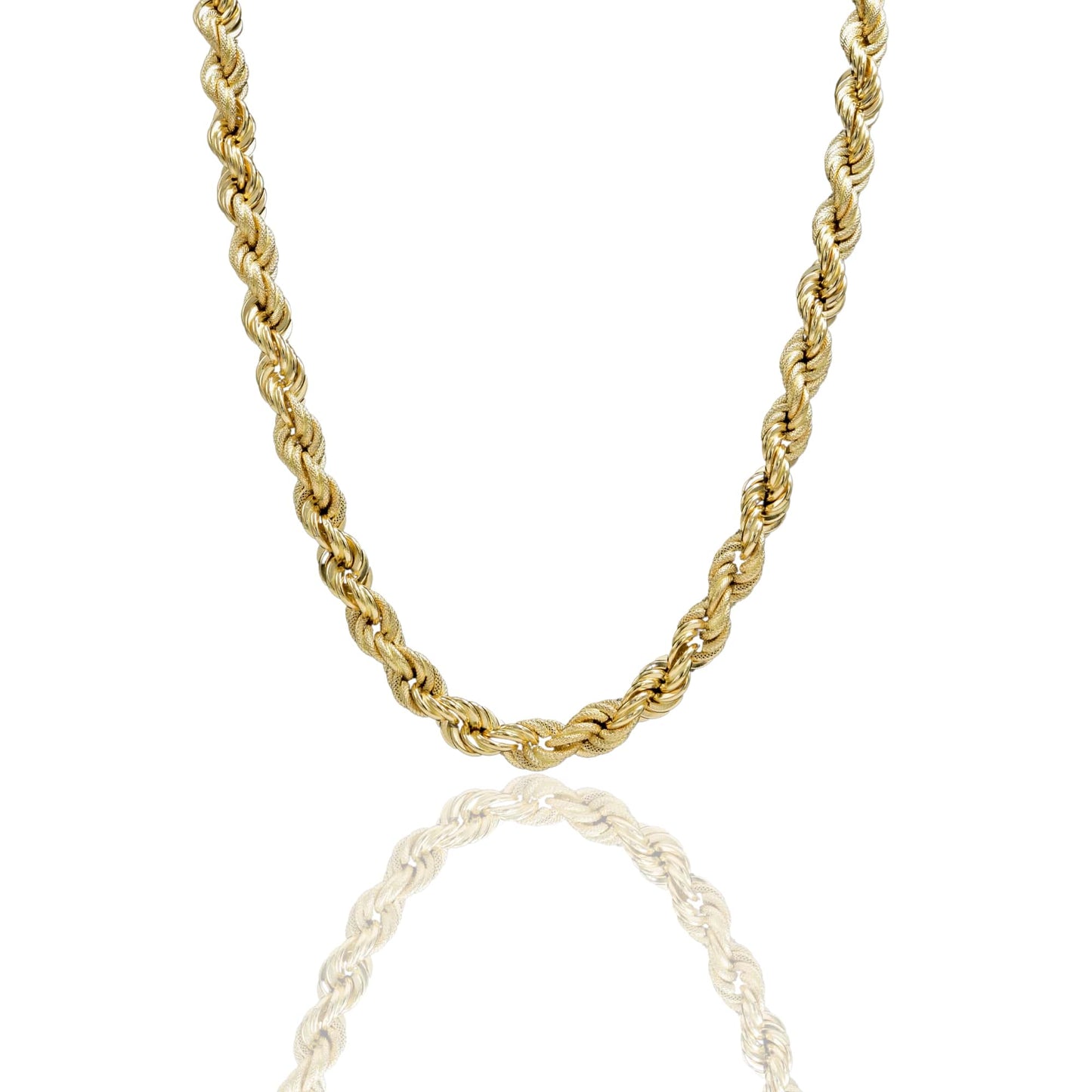 Collana Oro Giallo Oro 18 carati Corda Godronata Solo Oro cm.70 spessore mm 10