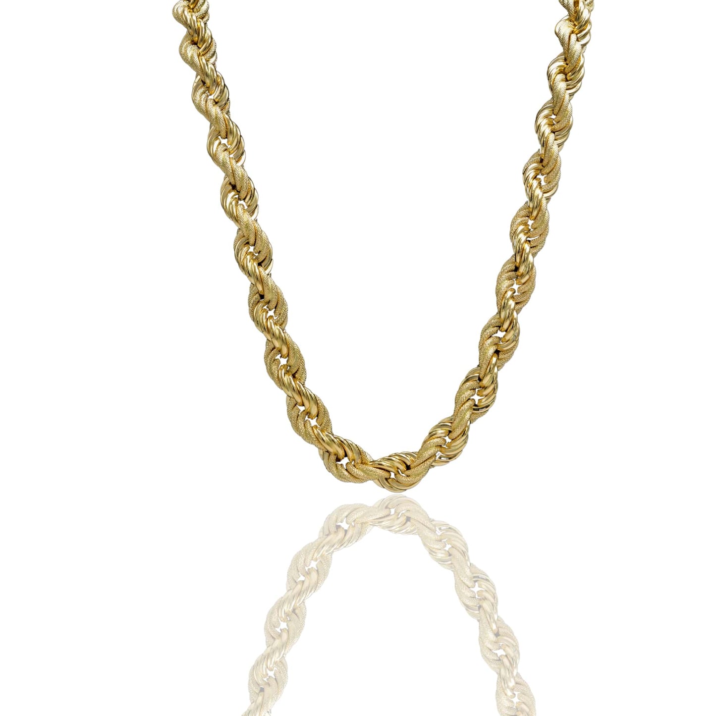 Collana Oro Giallo Oro 18 carati Corda Godronata Solo Oro cm.70 spessore mm 13