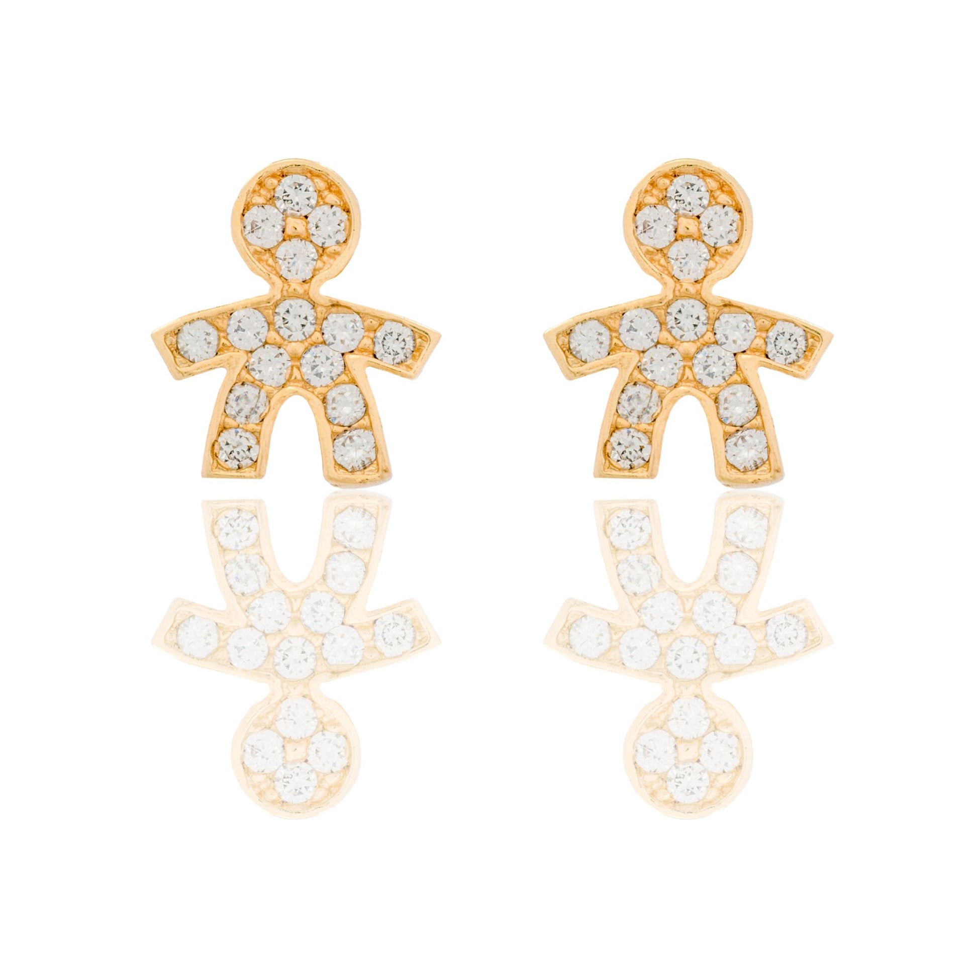 Orecchini Oro Giallo Oro 18 carati Bimbo Pave' Pavè Zirconi bianchi