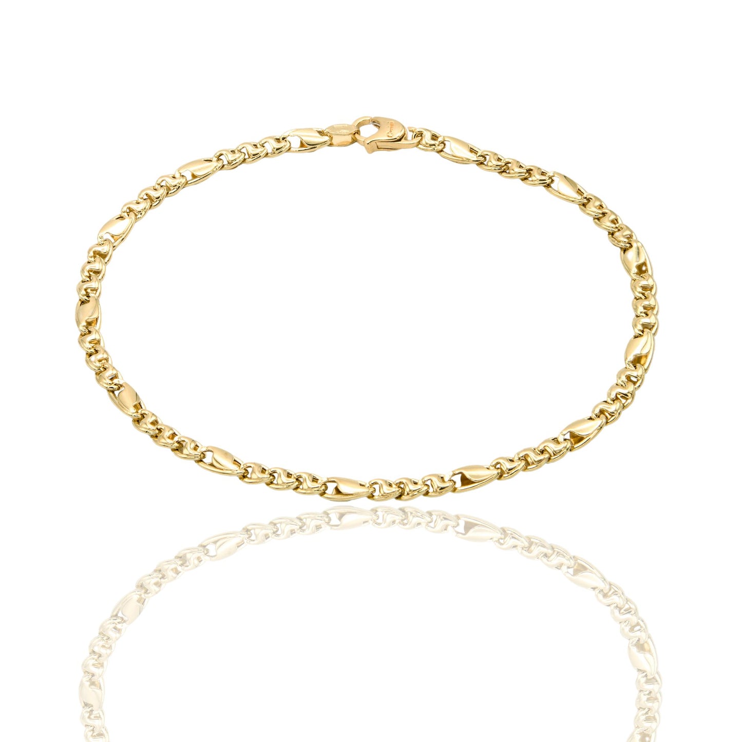 Bracciale Oro Giallo Oro 18 carati Catena Piatta Solo Oro cm. 19