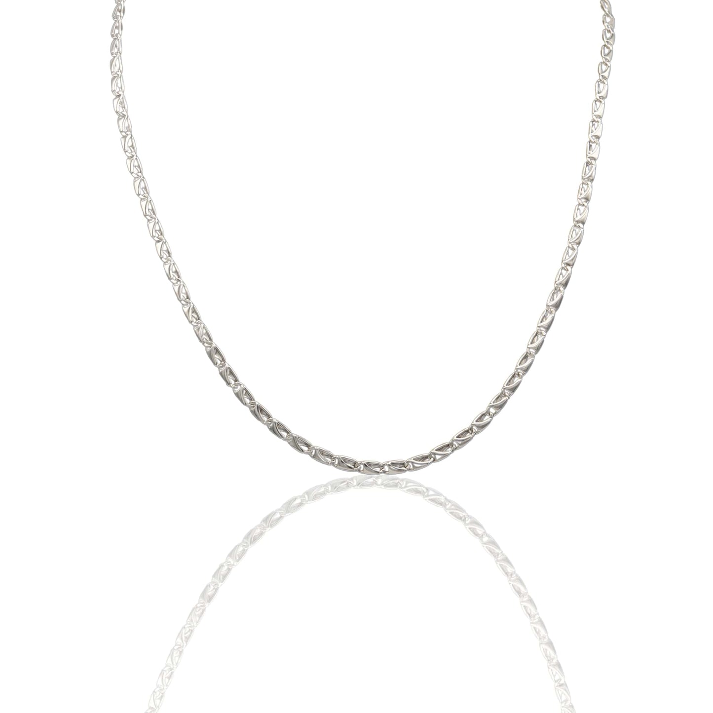 Collana Oro Bianco Oro 18 carati Catena Piatta Solo Oro cm.50