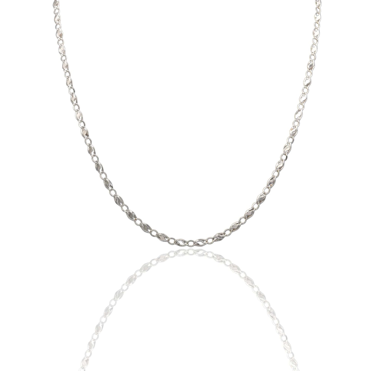 Collana Oro Bianco Oro 18 carati Catena Piatta Solo Oro cm.50