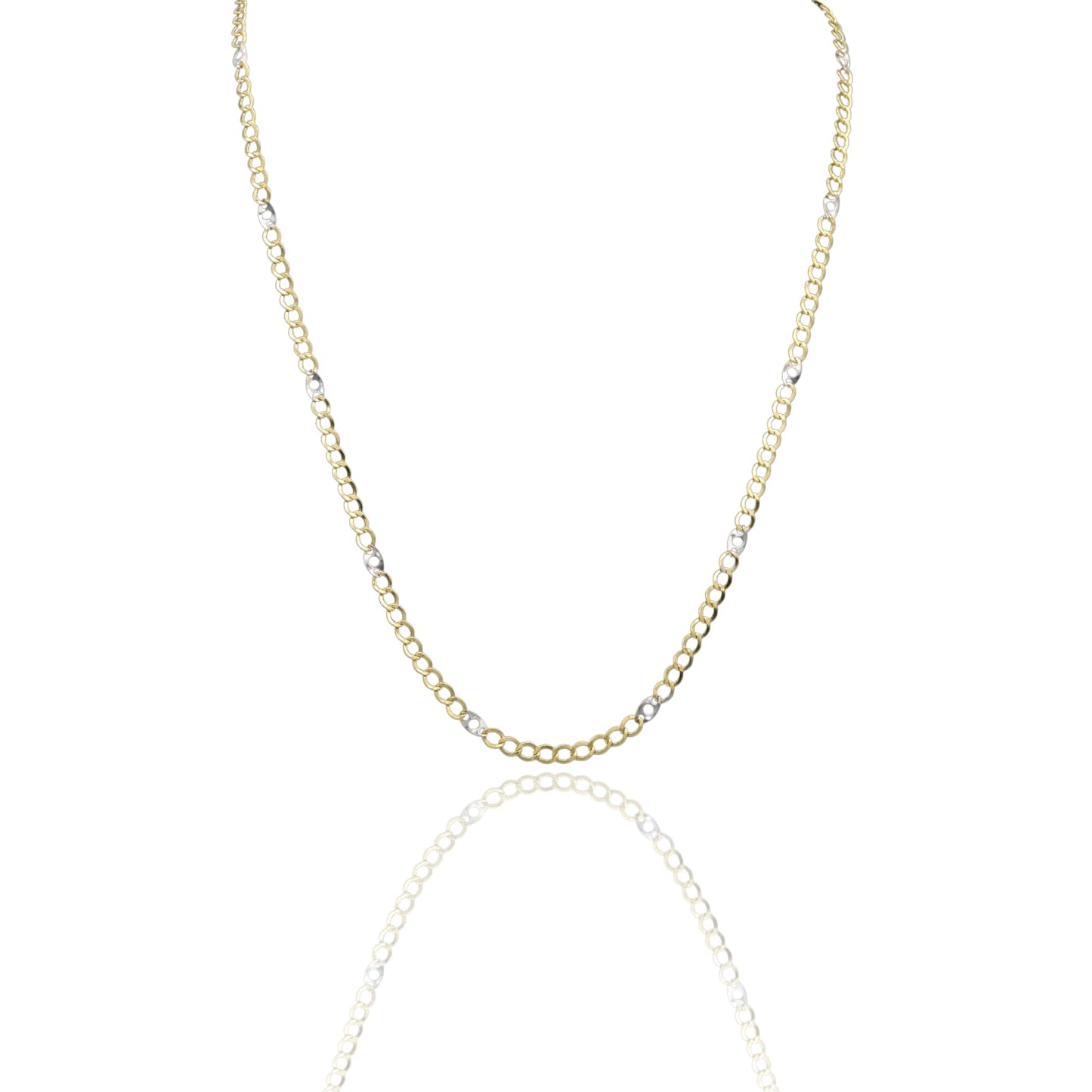 Collana Oro Giallo Oro Bianco Oro 18 carati Catena Piatta Solo Oro cm.50