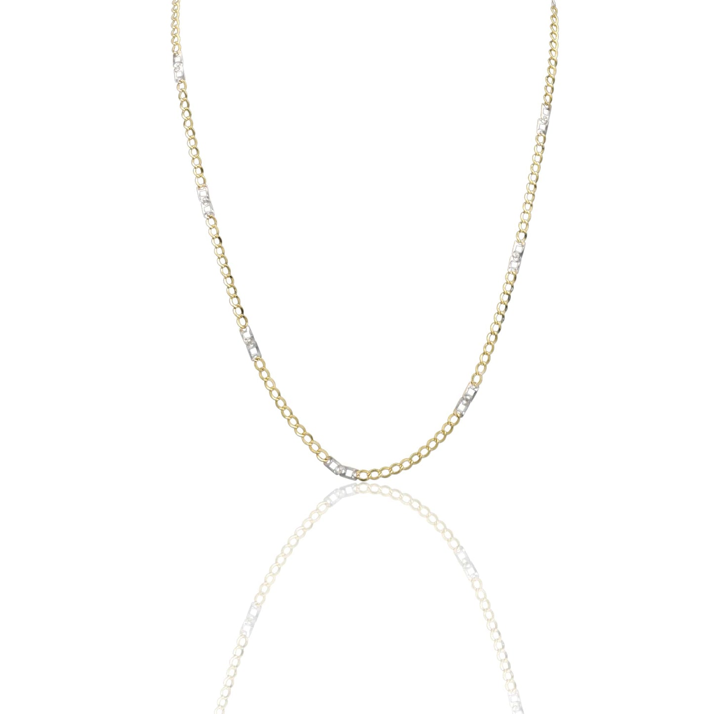 Collana Oro Giallo Oro Bianco Oro 18 carati Catena Piatta Solo Oro cm.50