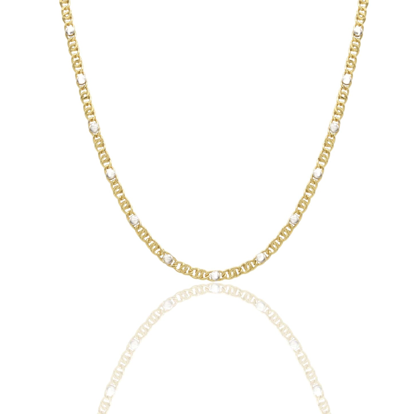 Collana Oro Giallo Oro Bianco Oro 18 carati Catena Piatta Solo Oro cm.50
