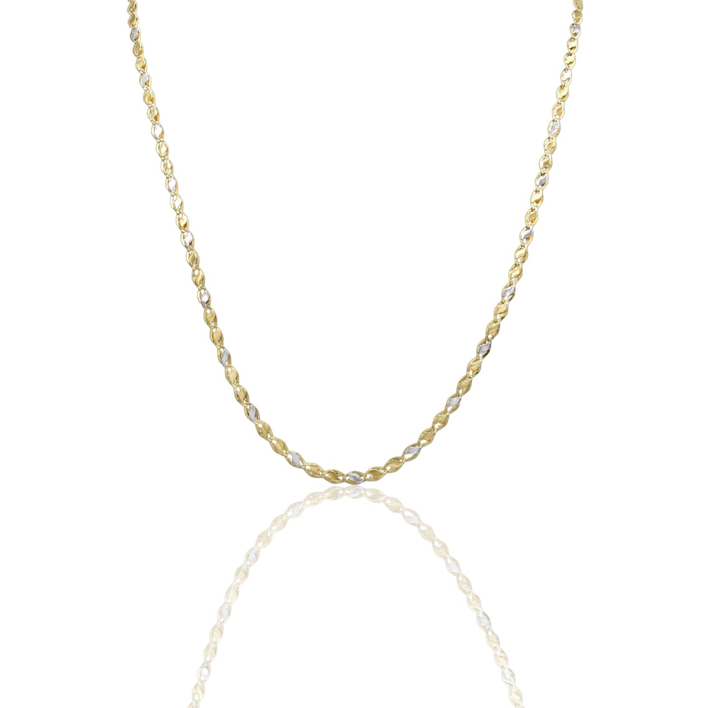 Collana Oro Giallo Oro Bianco Oro 18 carati Catena Piatta Solo Oro cm.60