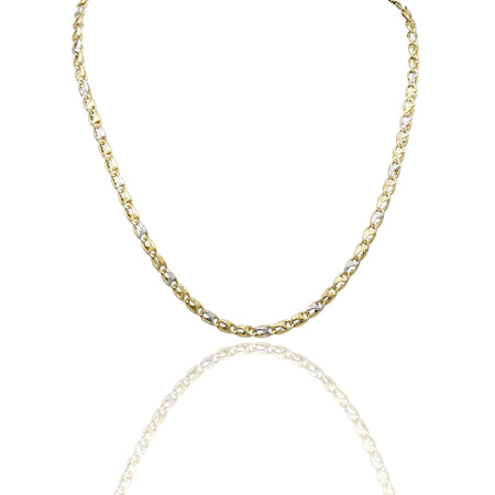Collana Oro Giallo Oro Bianco Oro 18 carati Catena Piatta Solo Oro cm.60