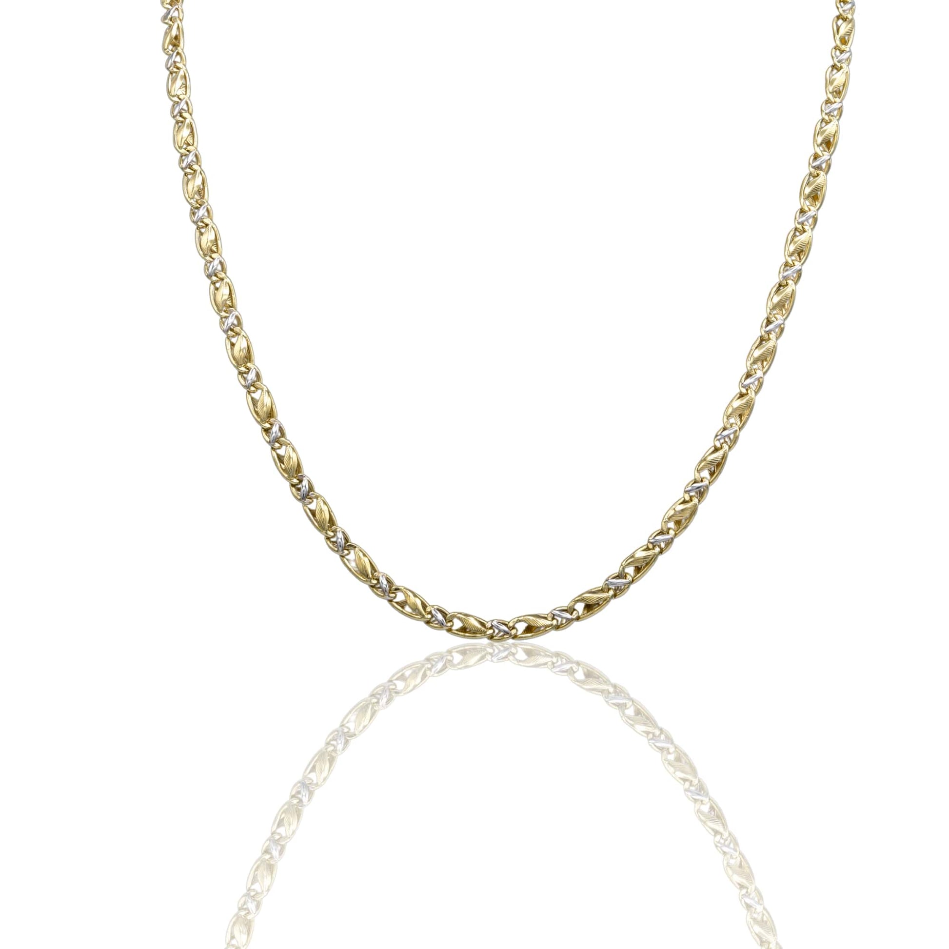 Collana Oro Giallo Oro Bianco Oro 18 carati Catena Piatta Solo Oro cm.50