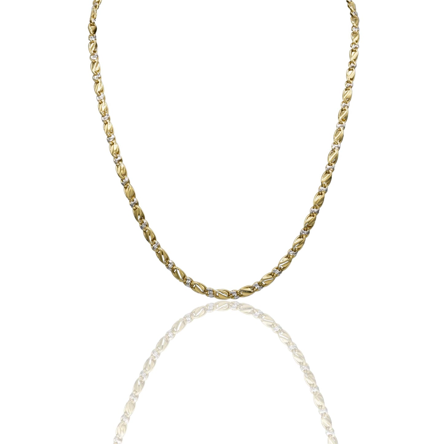 Collana Oro Giallo Oro Bianco Oro 18 carati Catena Piatta Solo Oro cm.50