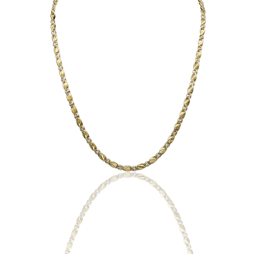 Collana Oro Giallo Oro Bianco Oro 18 carati Catena Piatta Solo Oro cm.50