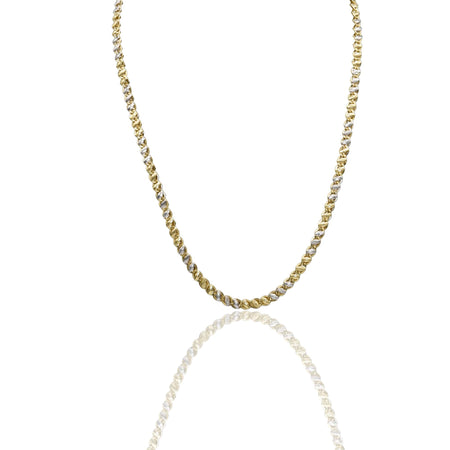 Collana Oro Giallo Oro Bianco Oro 18 carati Catena Piatta Solo Oro