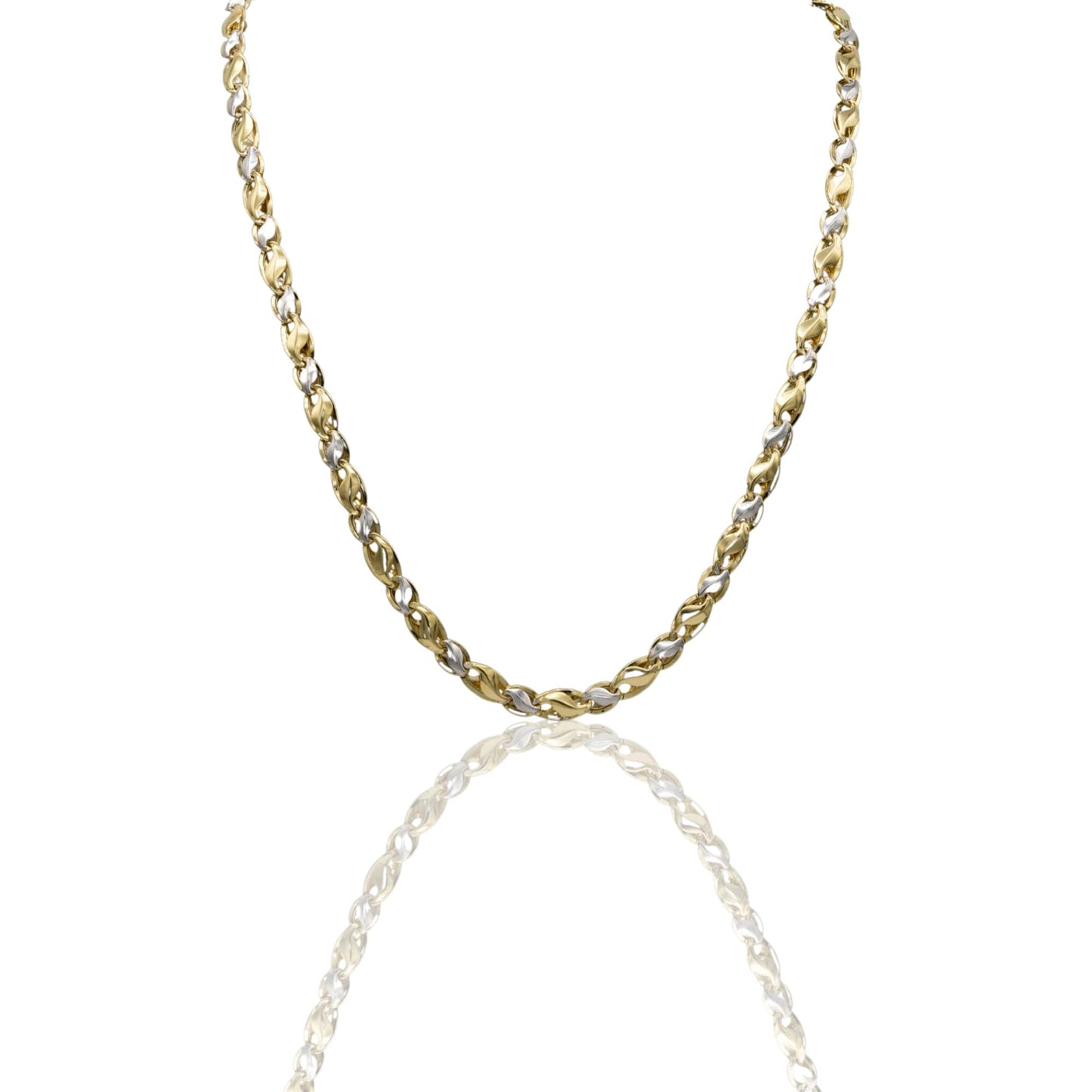 Collana Oro Giallo Oro Bianco Oro 18 carati Catena Piatta Solo Oro