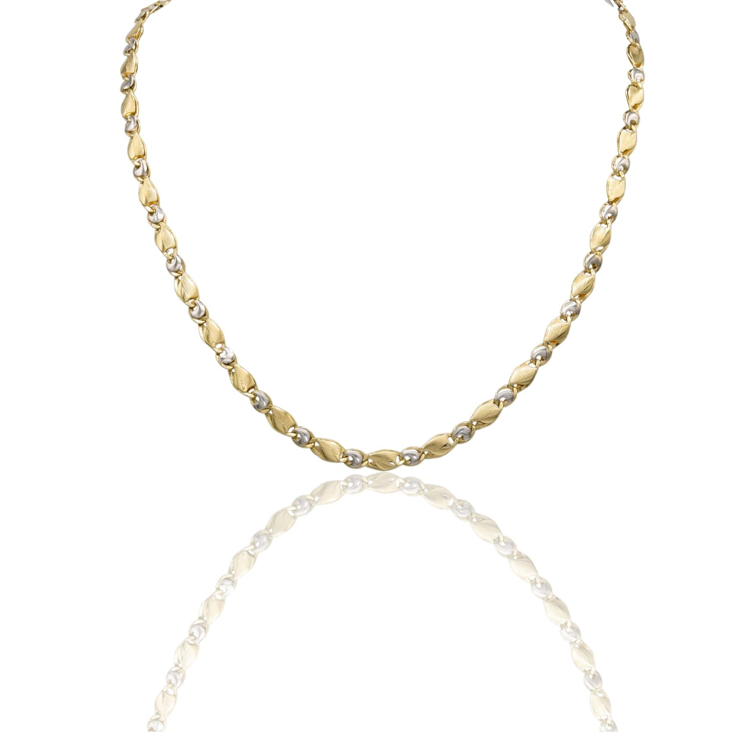 Collana Oro Giallo Oro Bianco Oro 18 carati Catena Piatta Solo Oro