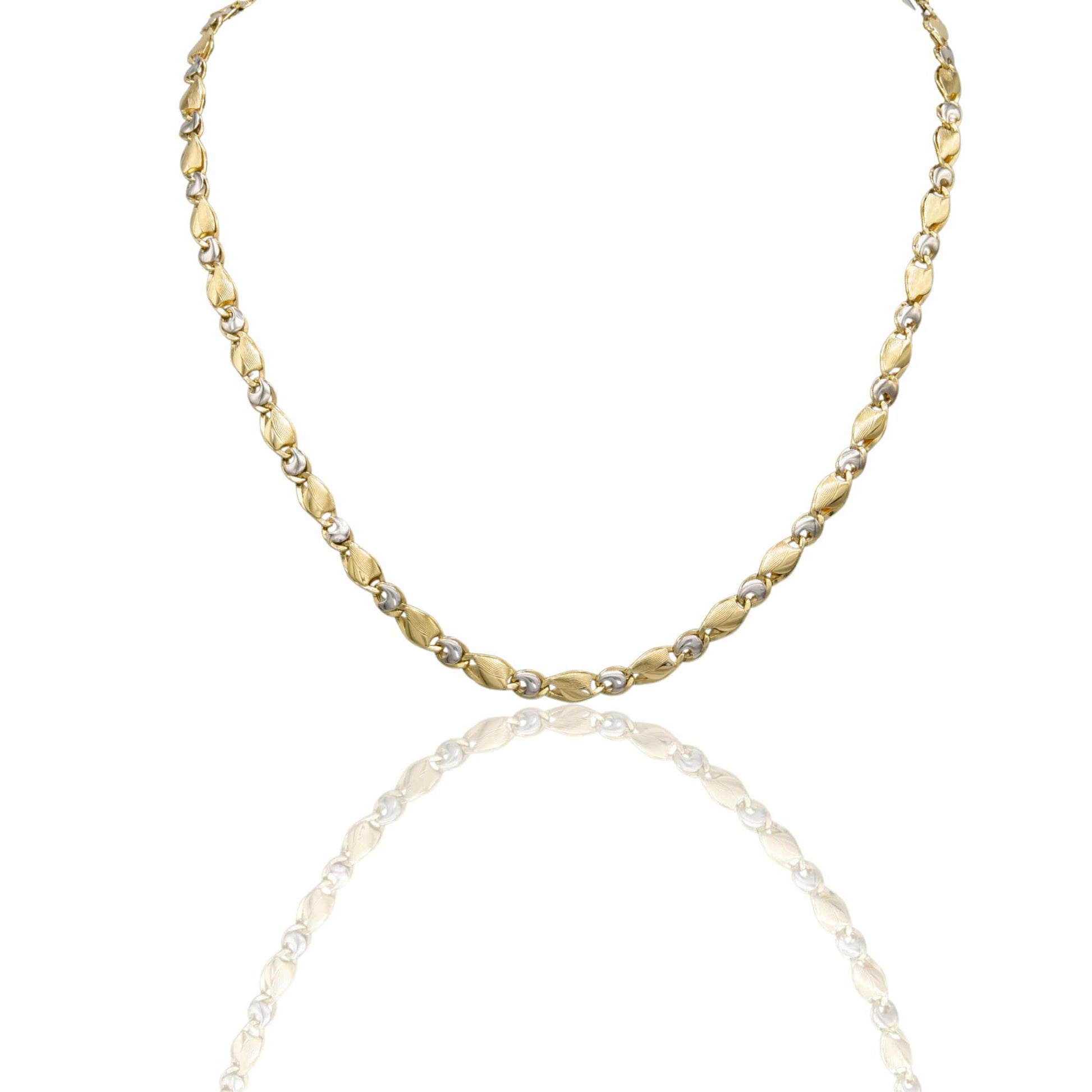 Collana Oro Giallo Oro Bianco Oro 18 carati Catena Piatta Solo Oro
